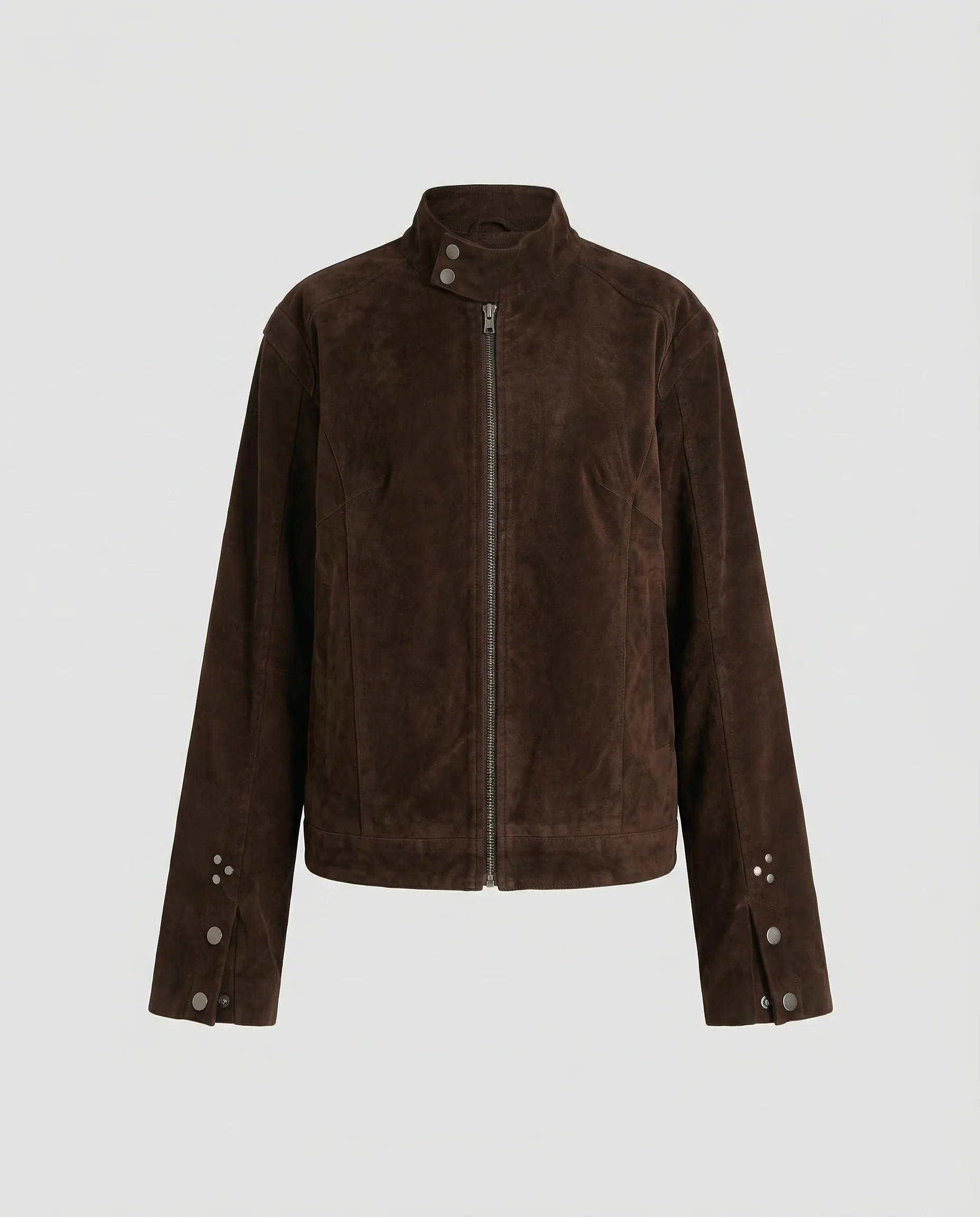 Damen Wildlederjacke Kurz Reißverschluss - Image 5