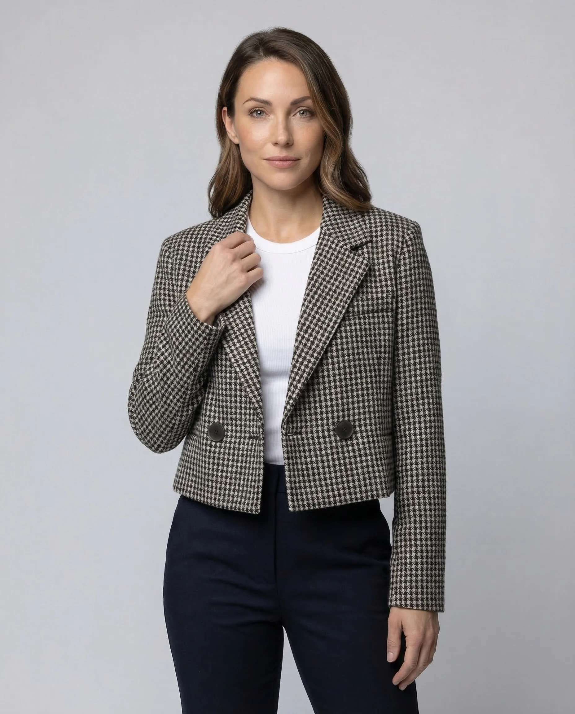 Damen Blazer Kurz Hahnentritt