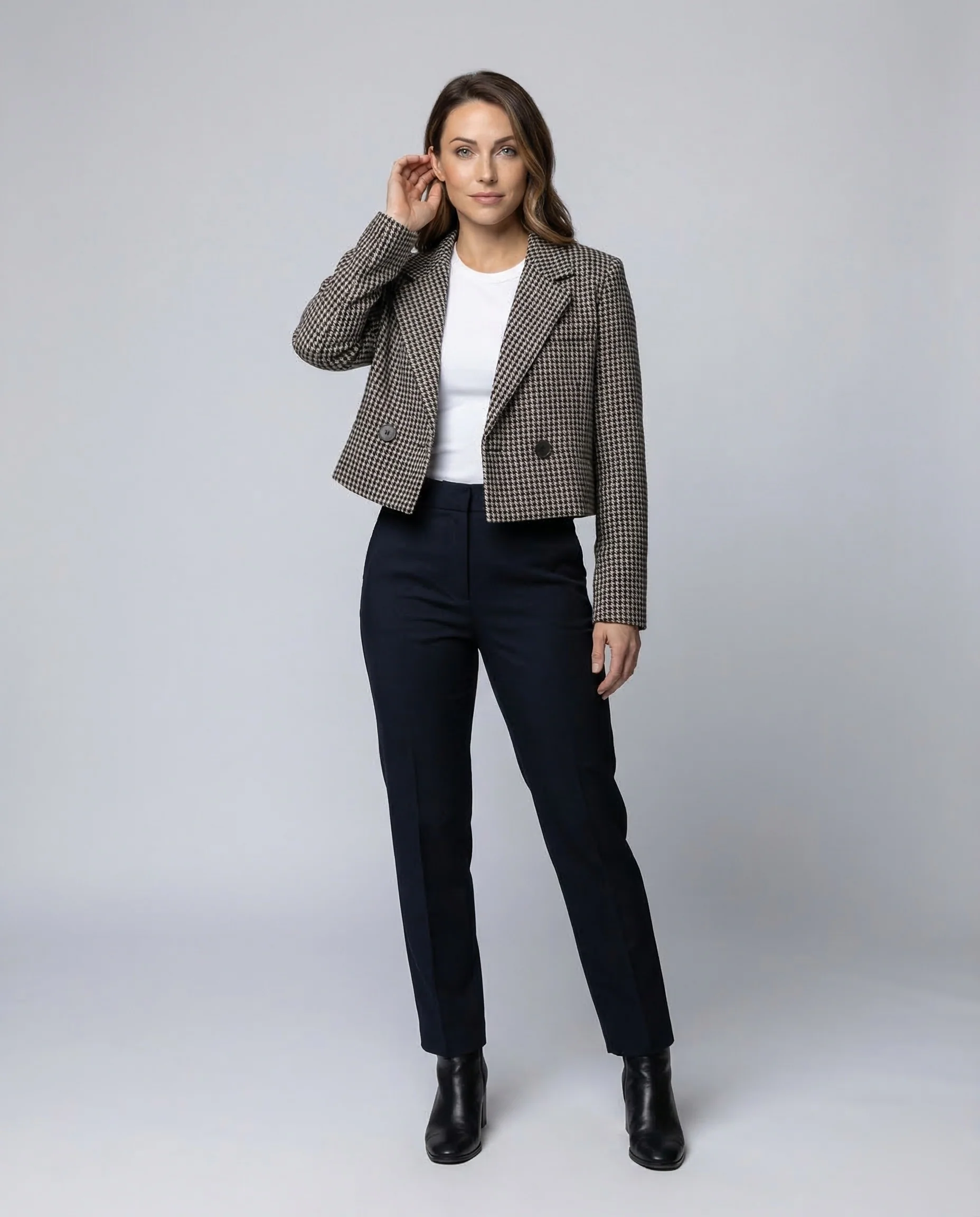 Damen Blazer Kurz Hahnentritt - Image 2