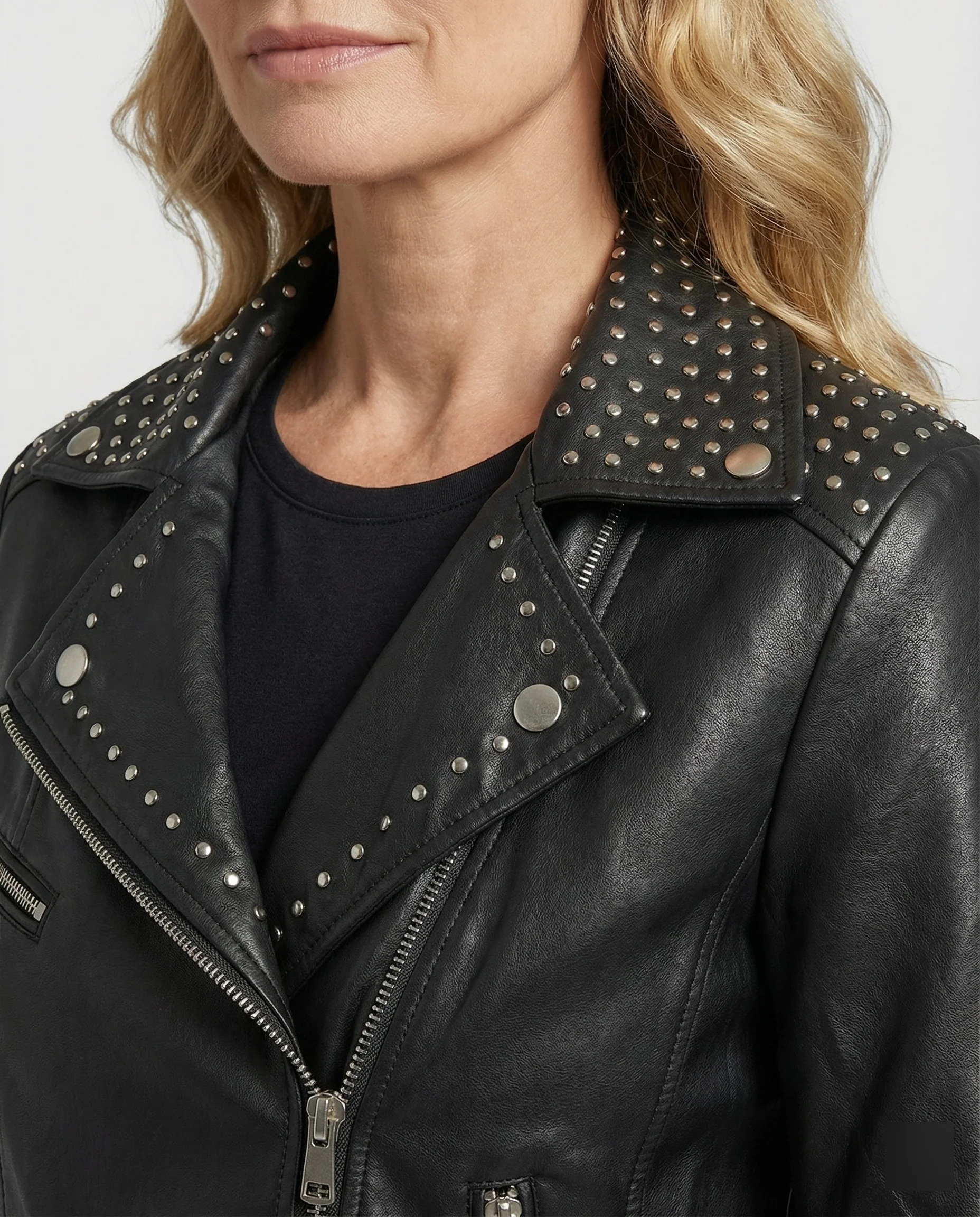 Damen Lederjacke Schwarz Blouson - Image 4