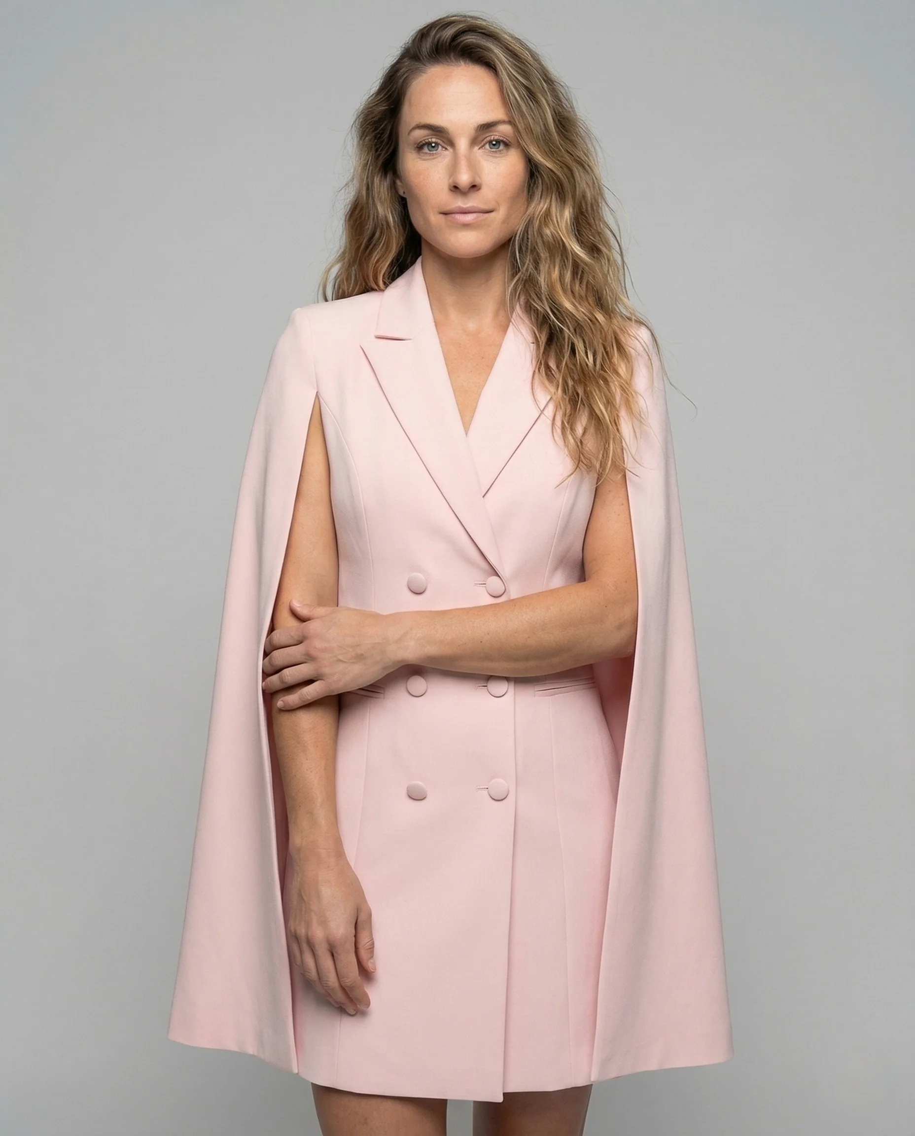 Damen Cape Blazerkleid Doppelreiher - Image 2