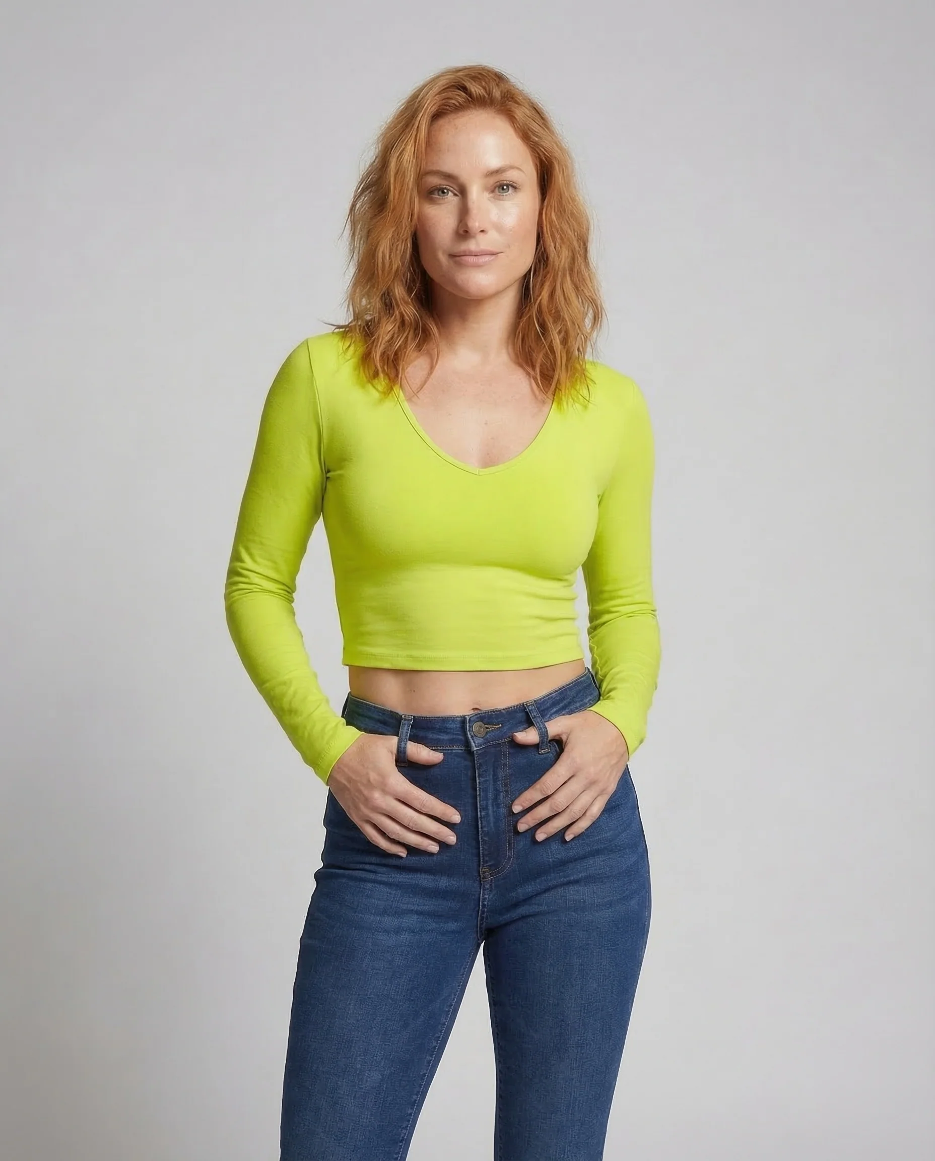 Damen Langarmshirt V Ausschnitt - Image 2