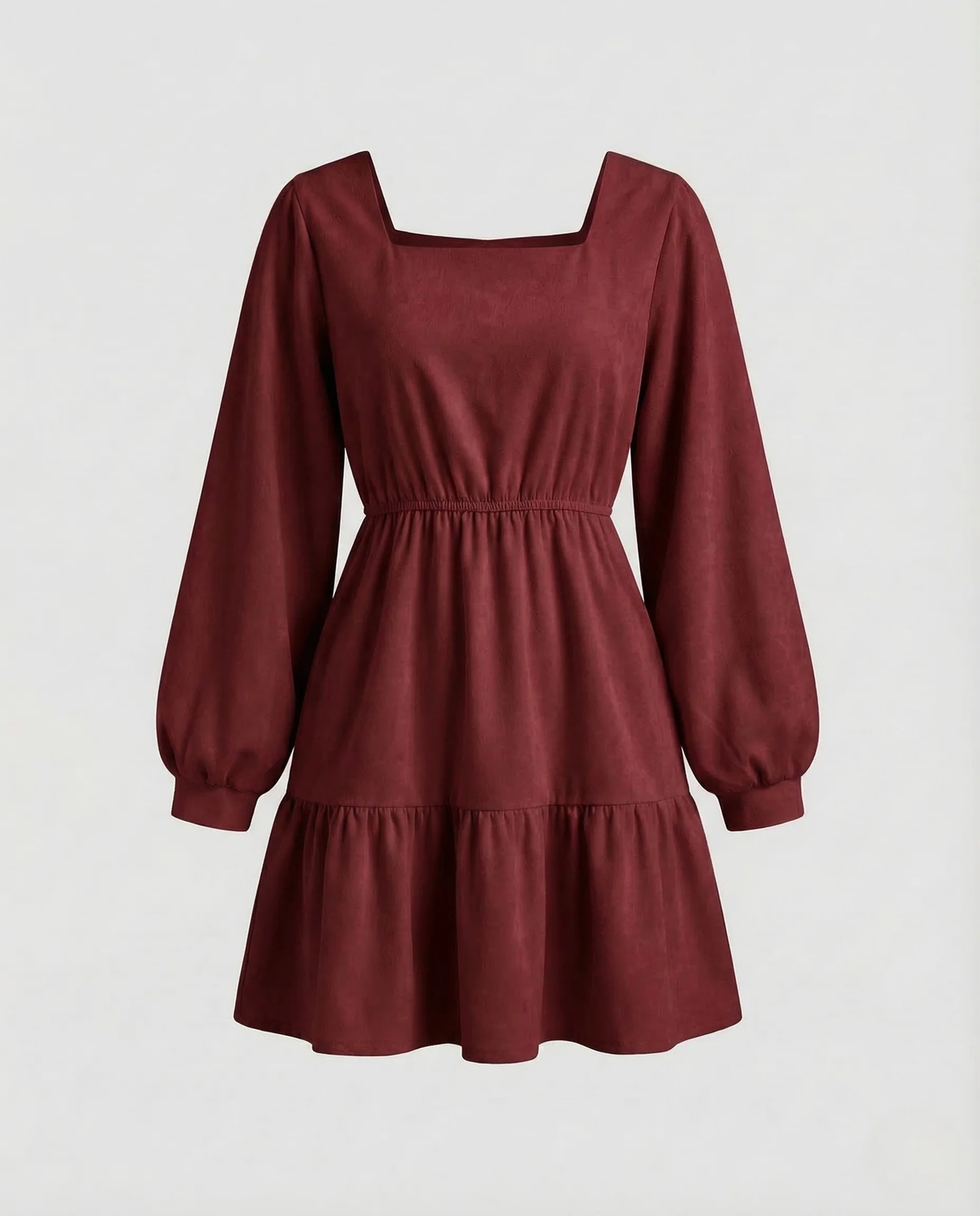 Damen Minikleid Raffung Ballonärmel - Image 6