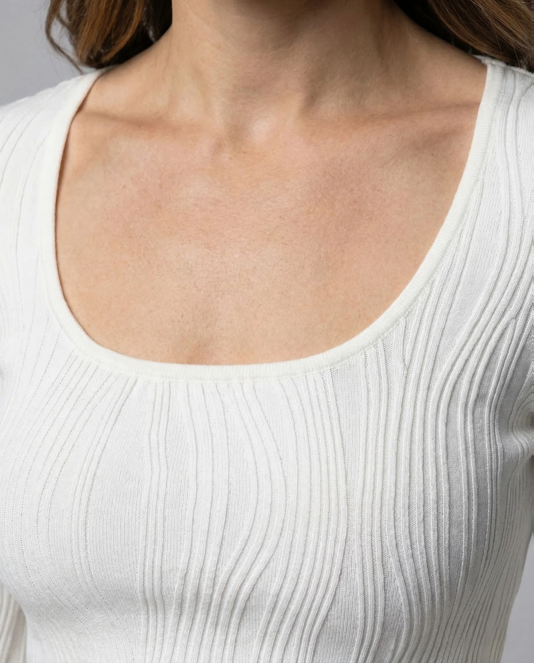 Damen Crop Top Ripp Ausgestellt - Image 3