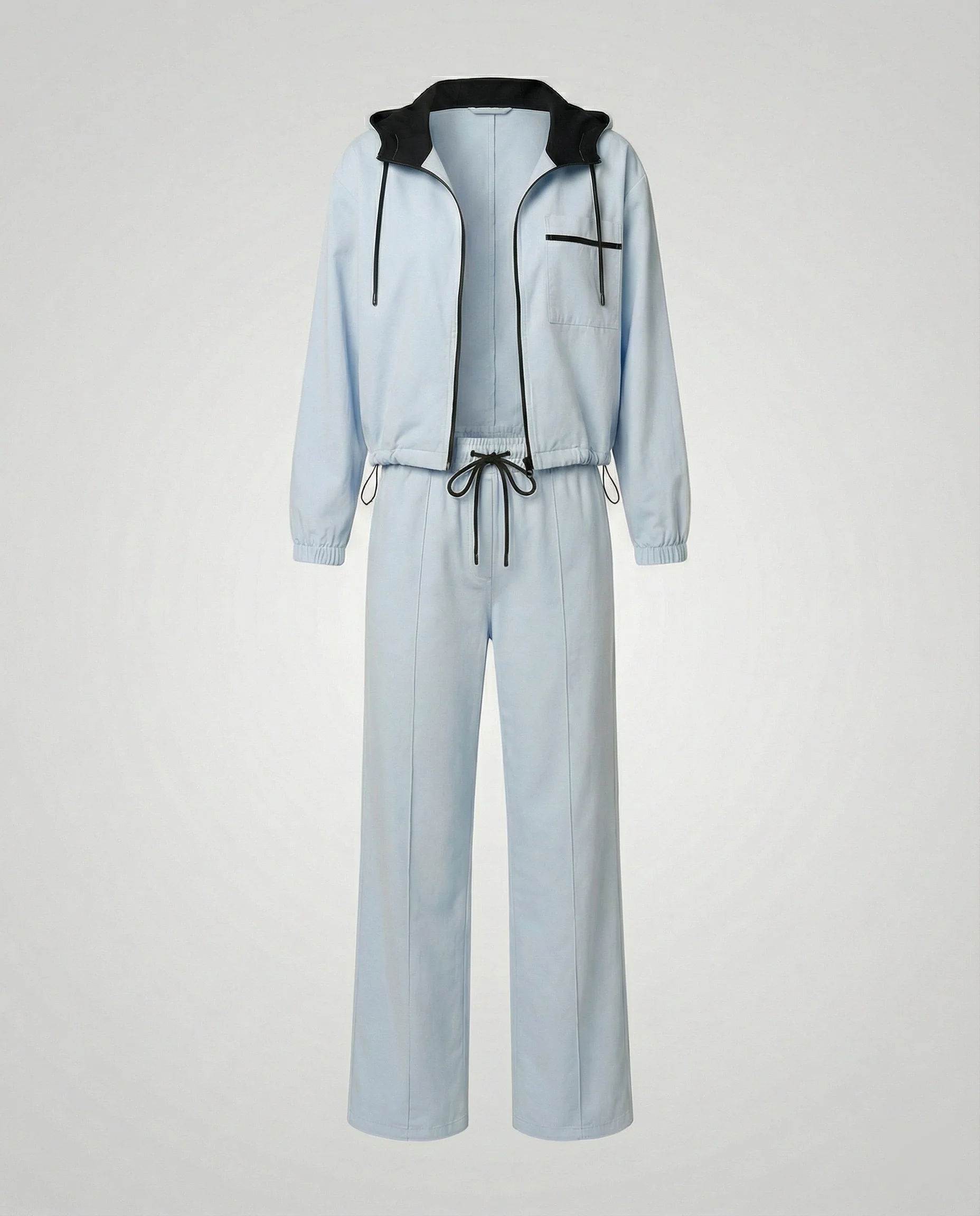 Damen kurzes Kapuzenblouson mit Reißverschluss und hochgeschnittener weiter Jogginghose Heidi Mode - Image 5