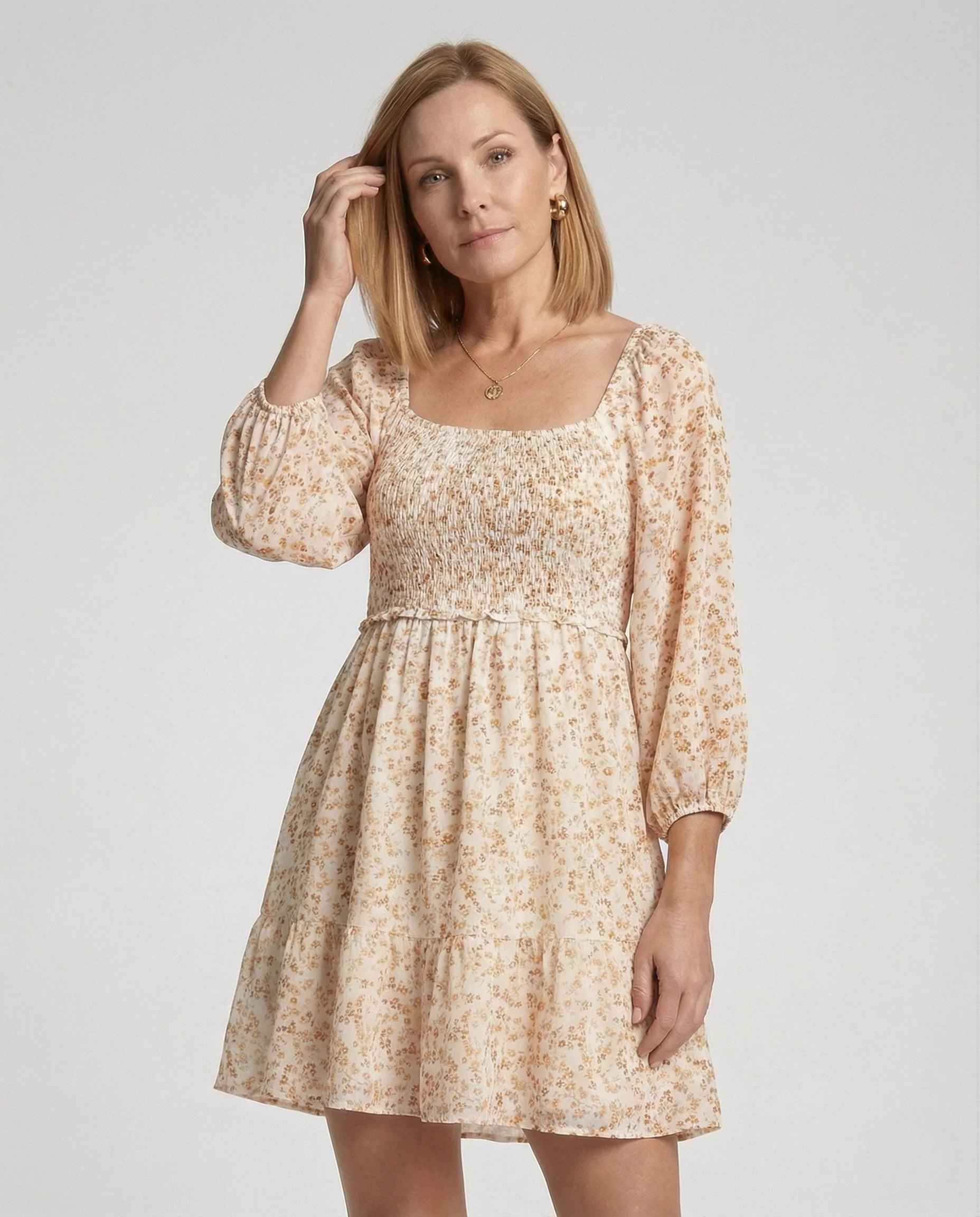 Freizeitkleid Damen Smock Minikleid - Image 2