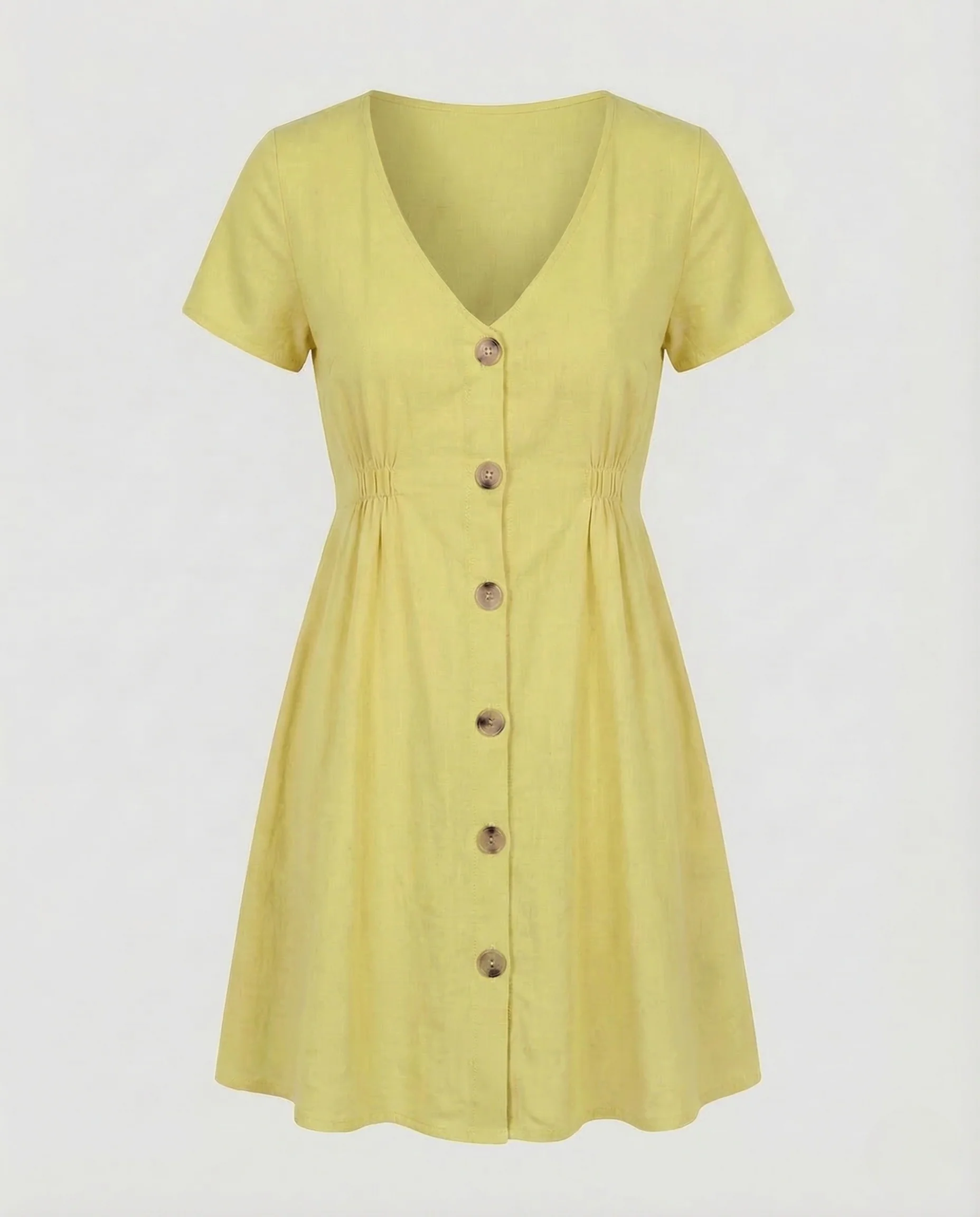 Damen Sommerkleid V Ausschnitt Knopfleiste Empire - Image 6
