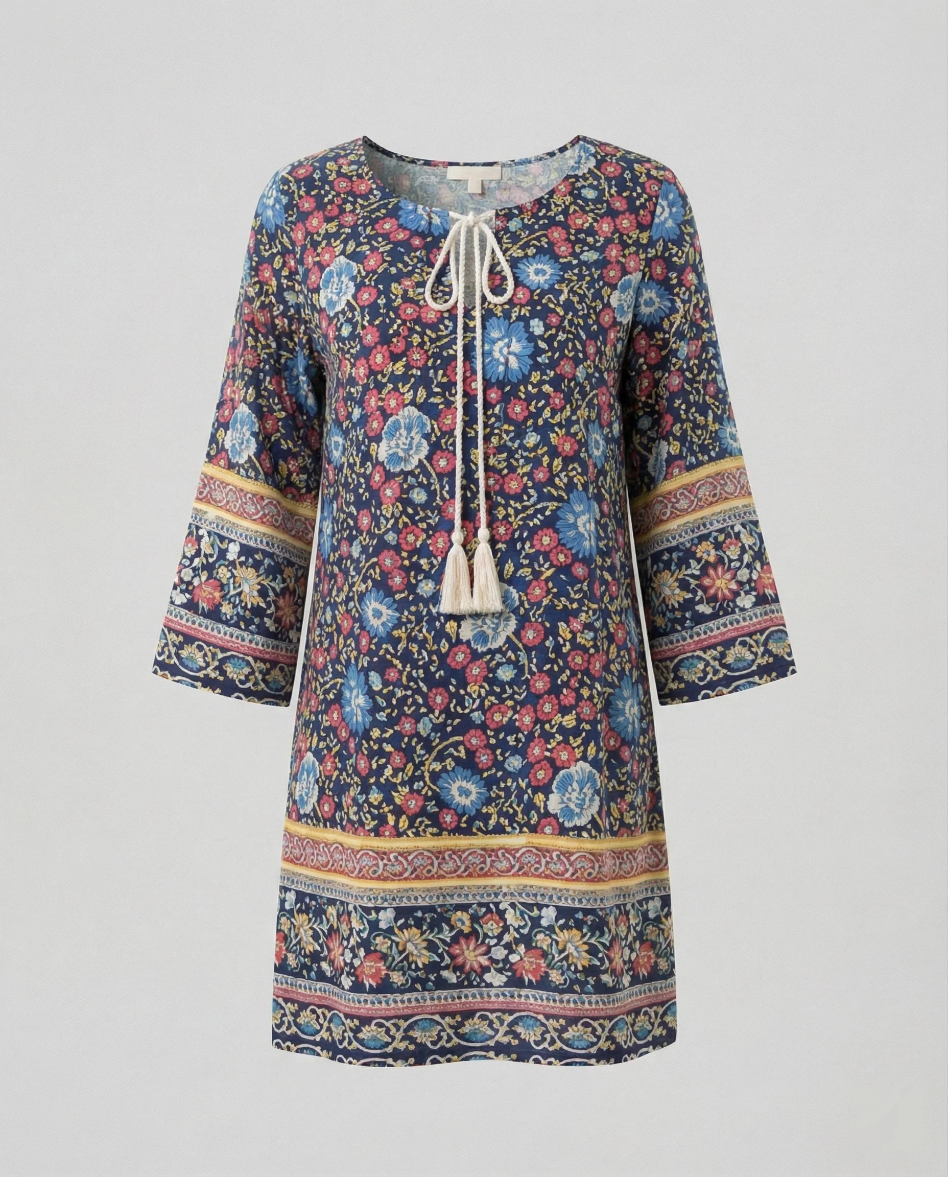 Kurzes Tunika Kleid Damen Floral