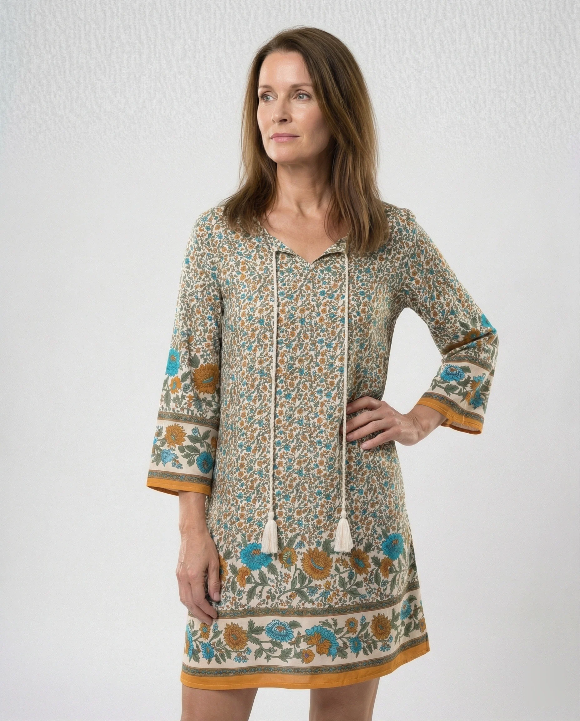 Kurzes Tunika Kleid Damen Floral - Image 10