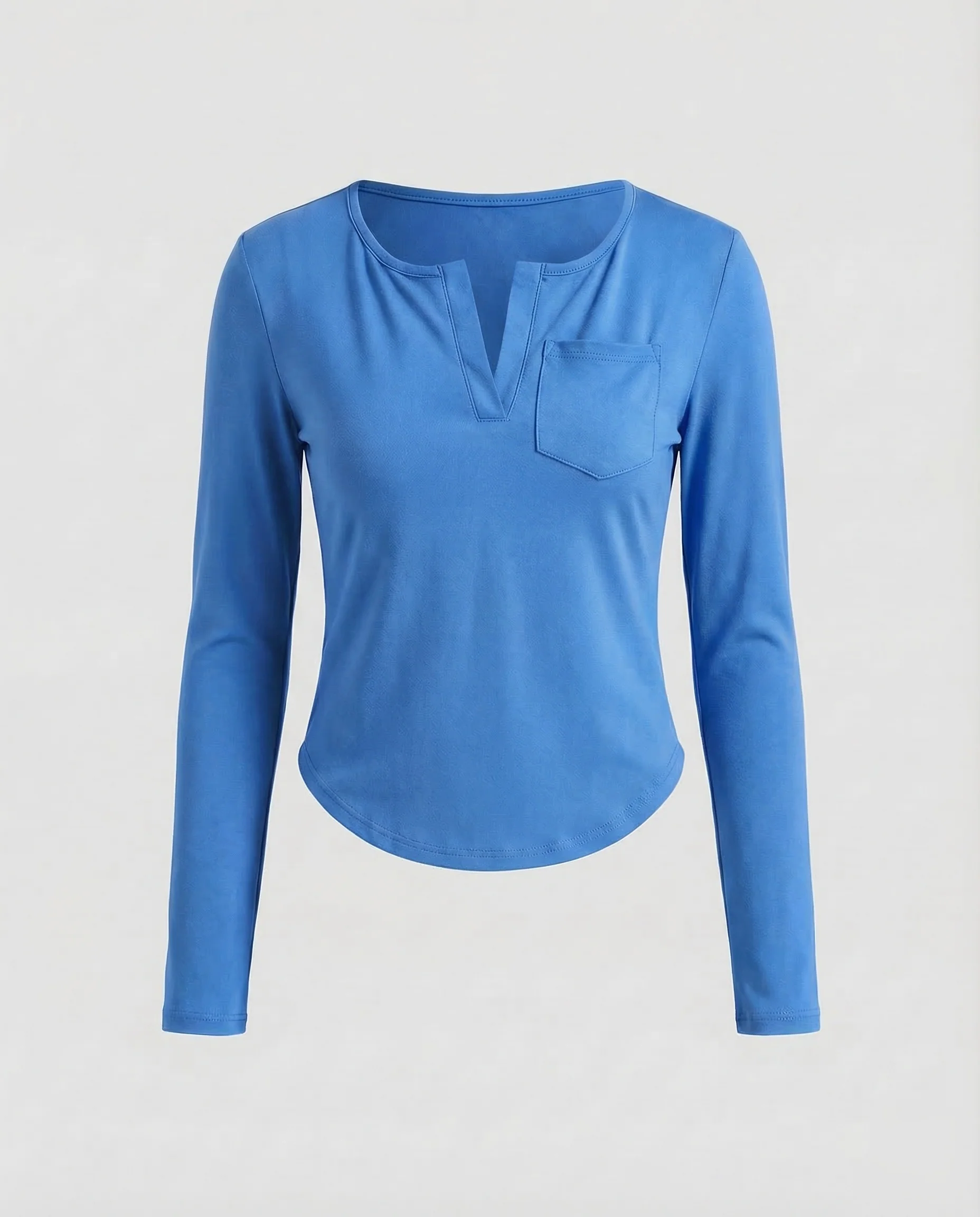 Damen Langarmshirt Cropped V Notch - Image 6