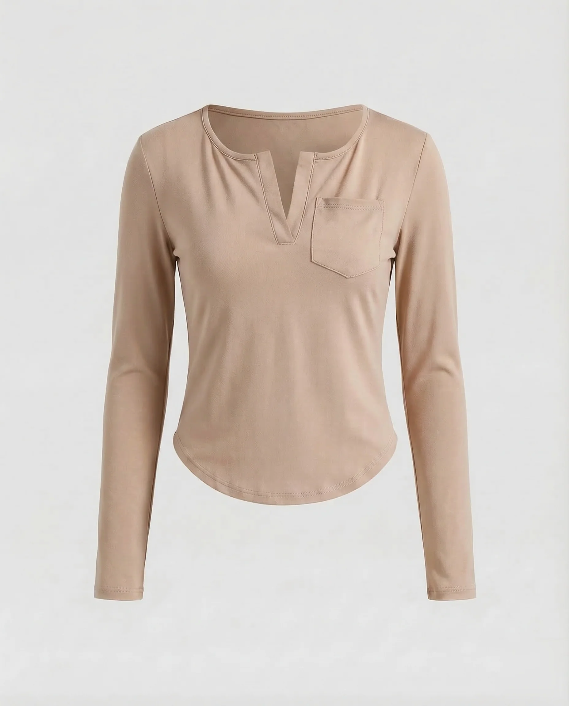 Damen Langarmshirt Cropped V Notch - Image 7