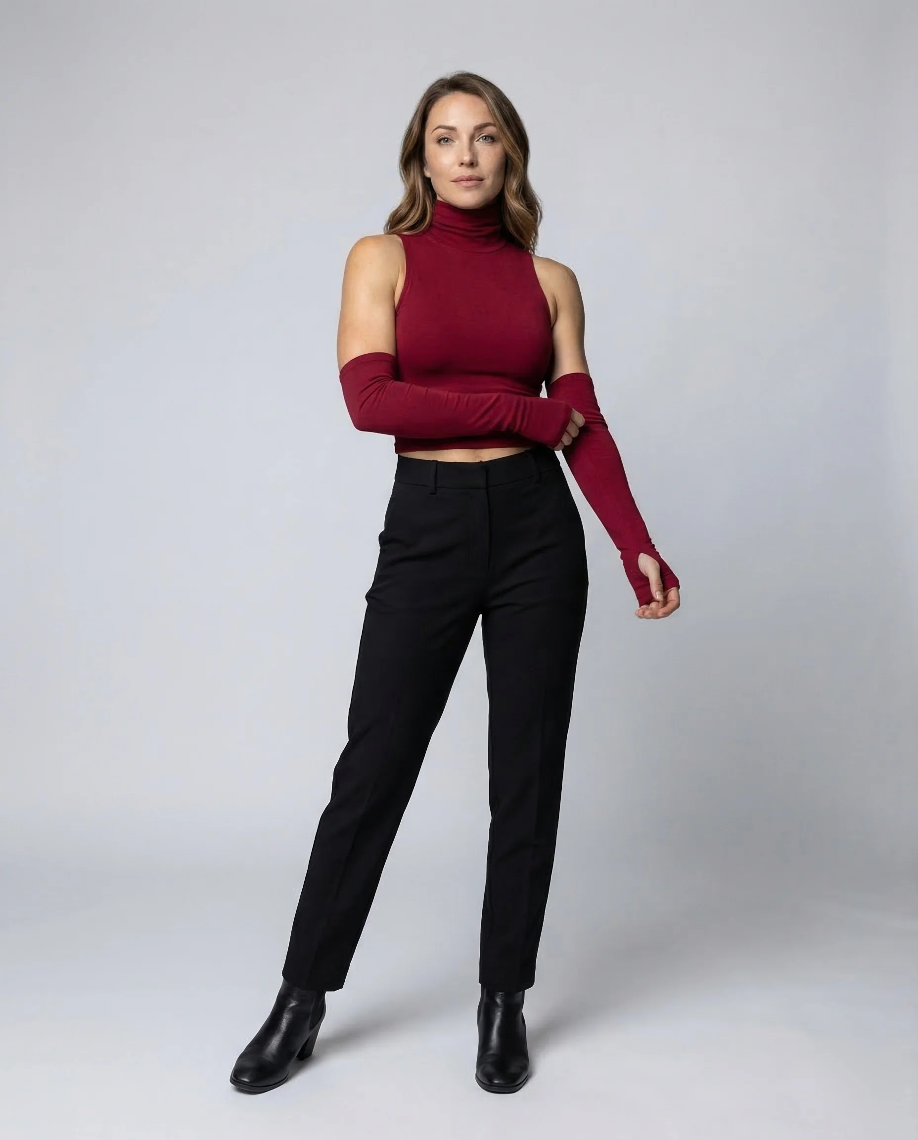 Damen Rollkragen Top Cropped
