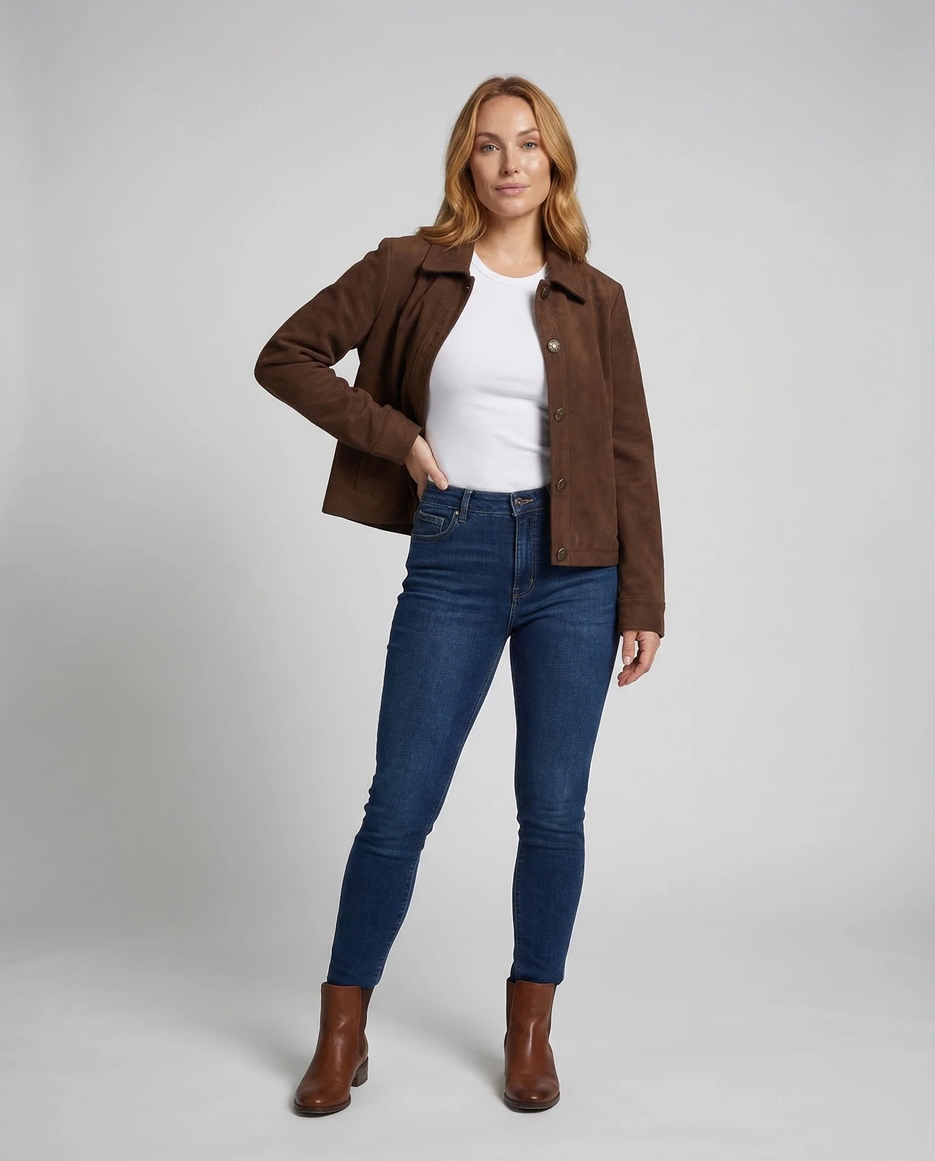 Damen Veloursjacke Kurz Weit