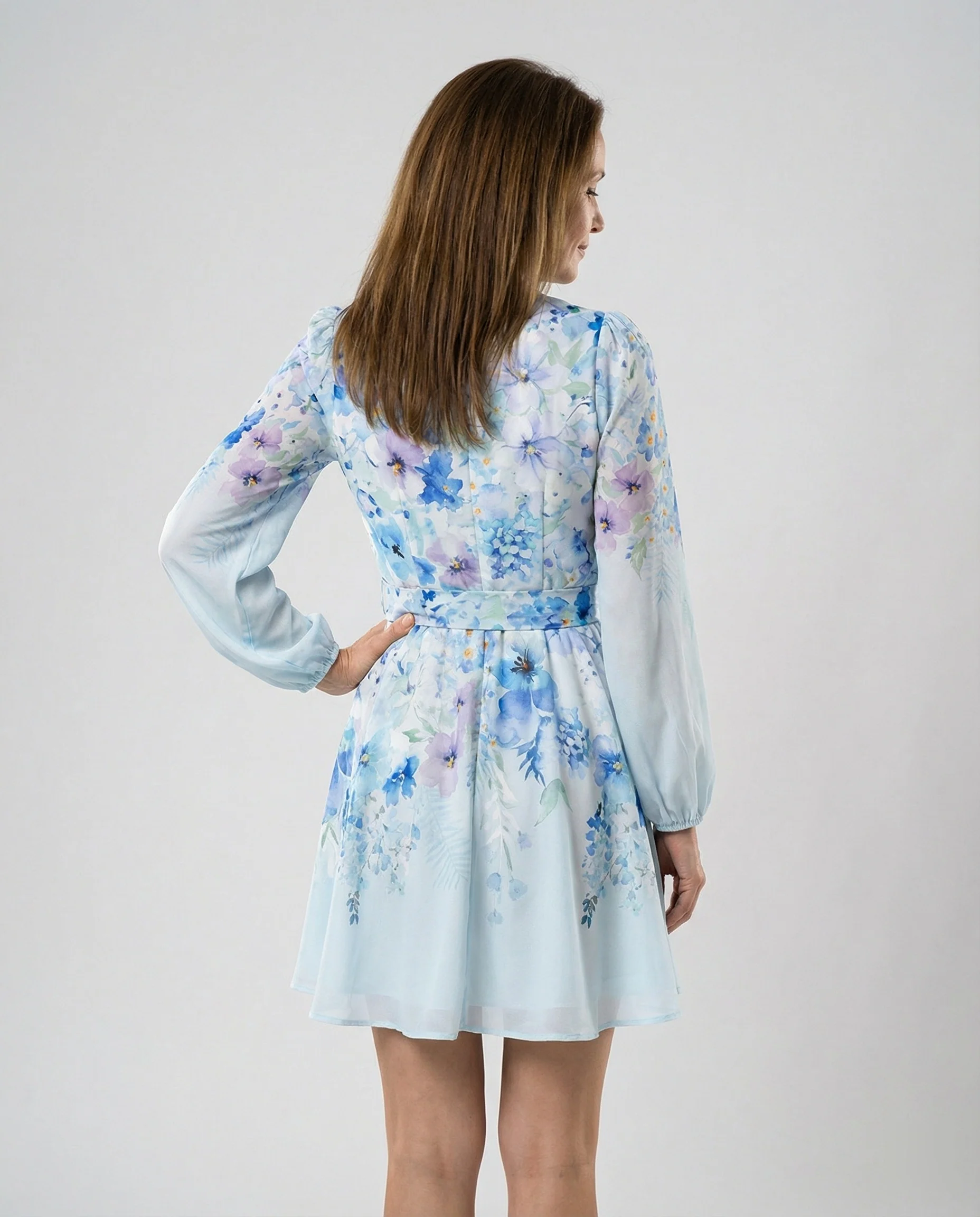 Kurzkleid Mit Stehkragen Und Gürtel Damen - Image 2