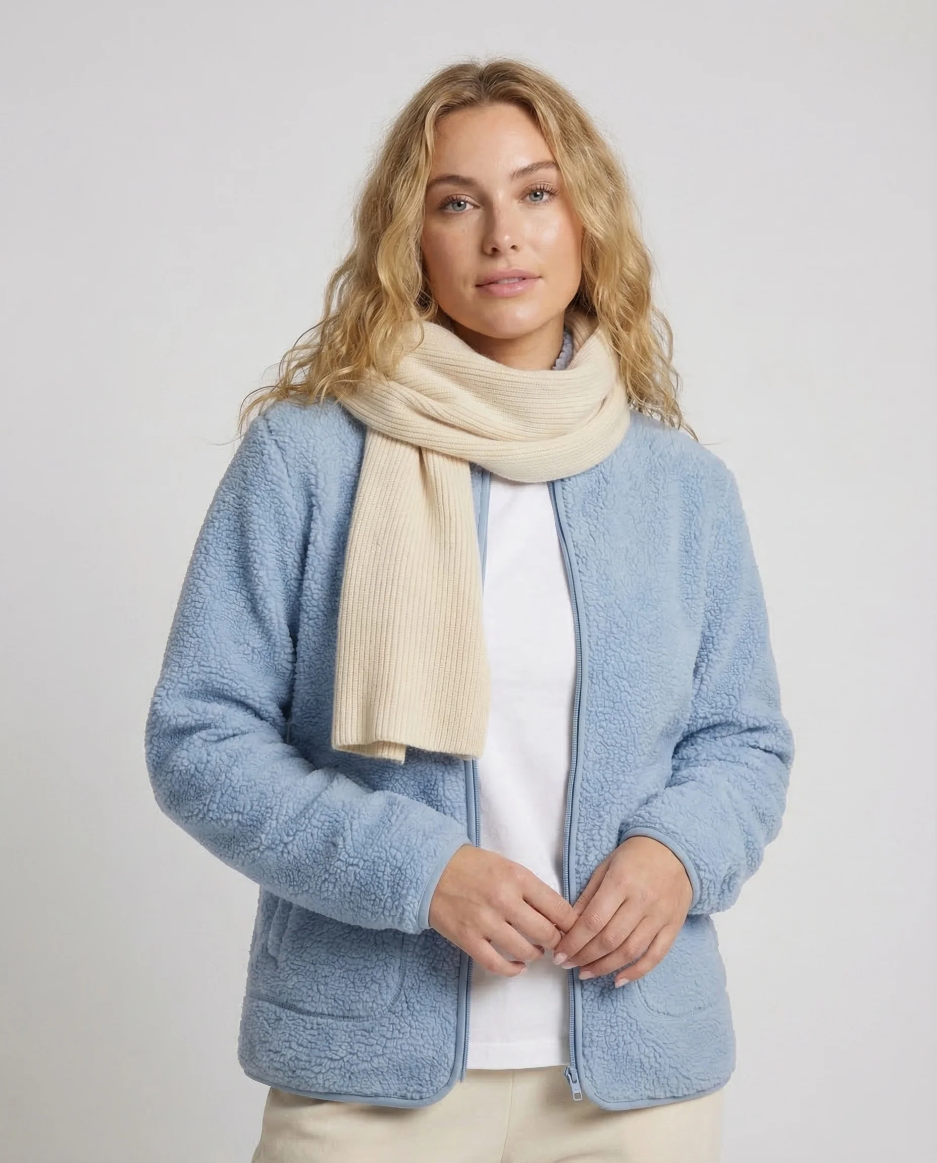 Damen Teddy Fleecejacke Reißverschluss Stehkragen Taschen - Image 2