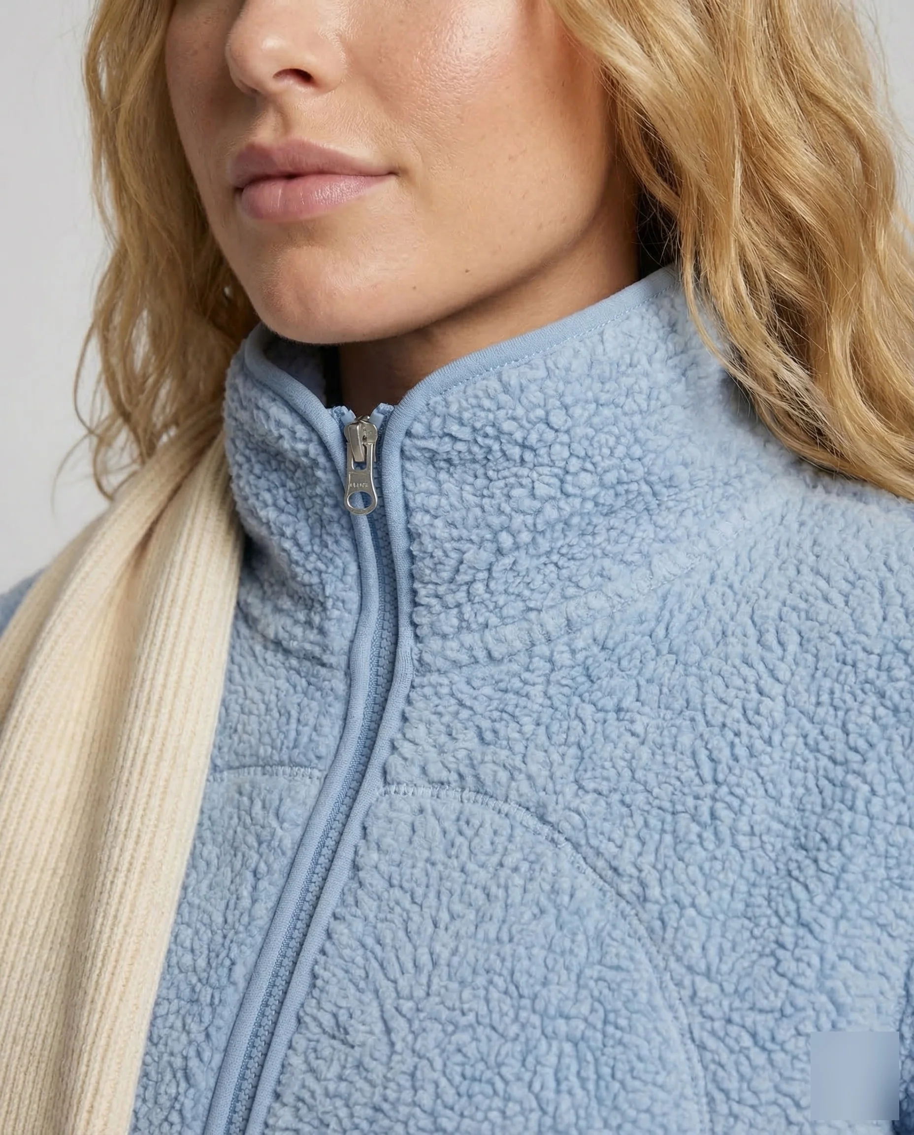 Damen Teddy Fleecejacke Reißverschluss Stehkragen Taschen - Image 3