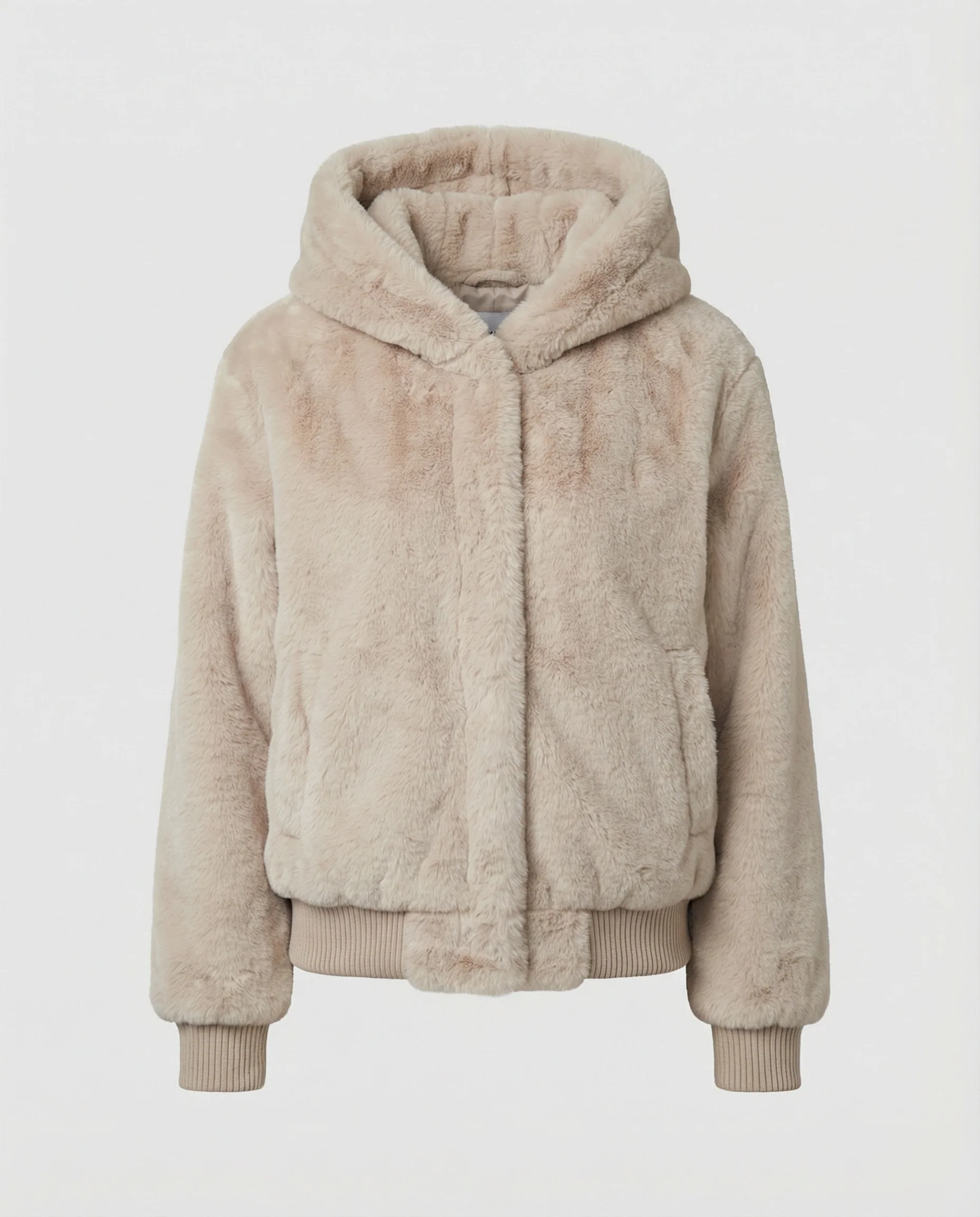 Kuschelige Teddy-Kapuzenjacke mit kastigem Schnitt, kurzem Saum und verdecktem Verschluss Heidi-Mode - Image 3