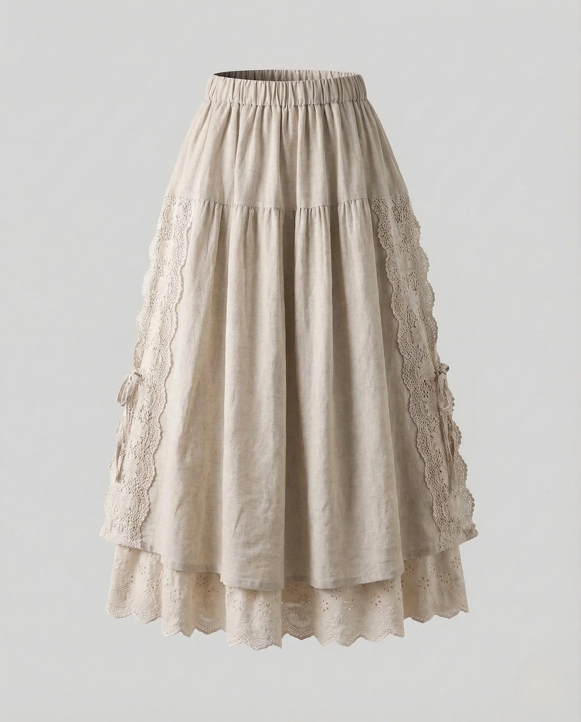 Damen Boho Lagenrock mit Spitze - Image 7