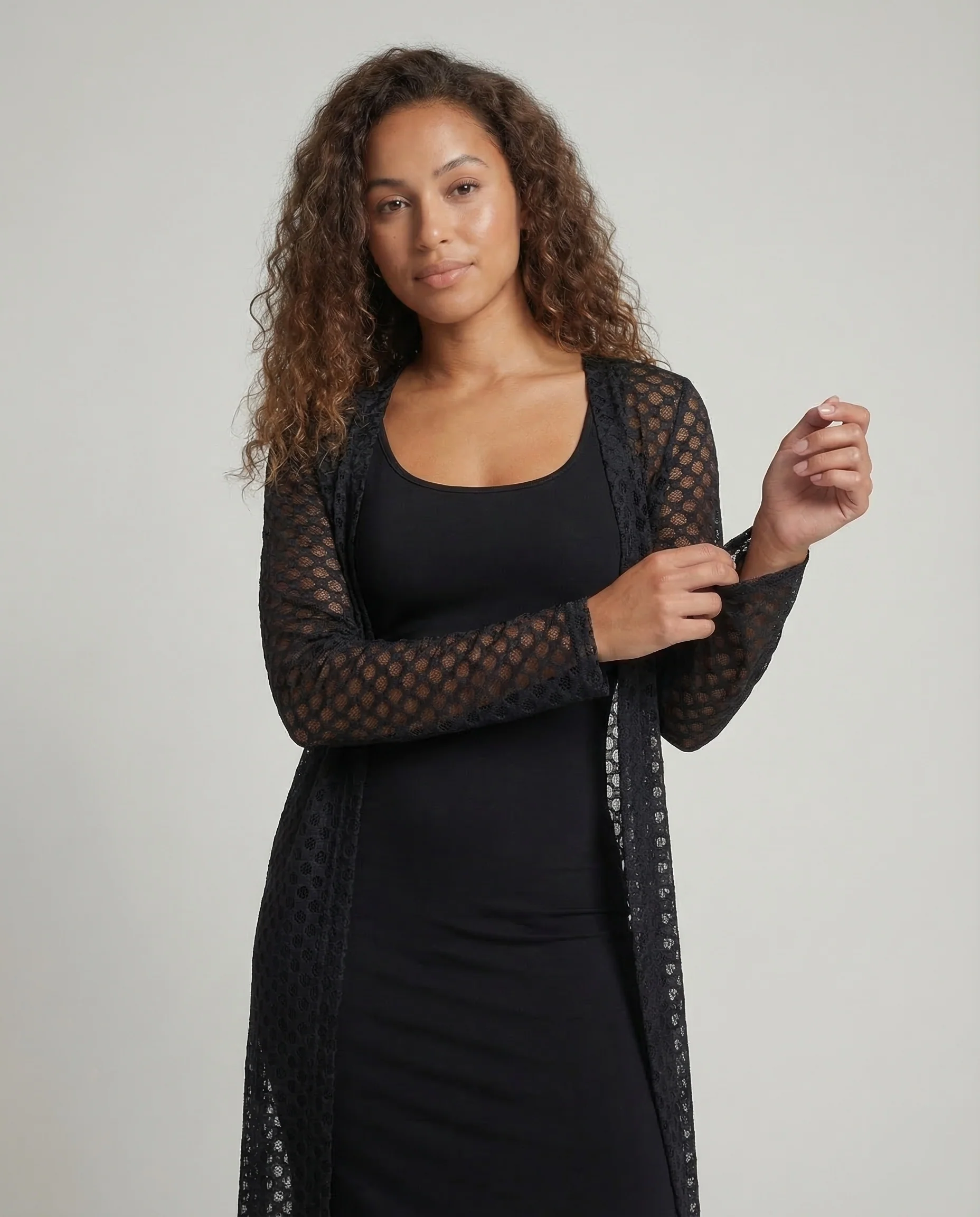 Damen Spitzen Maxikleid Langarm - Image 2