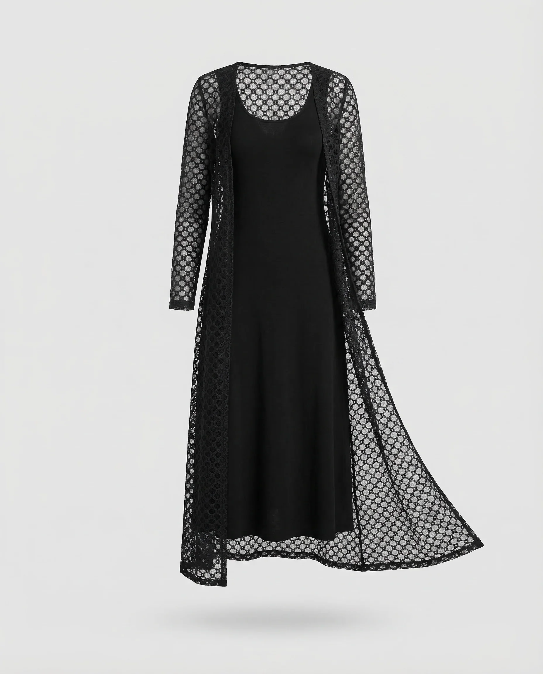 Damen Spitzen Maxikleid Langarm - Image 5