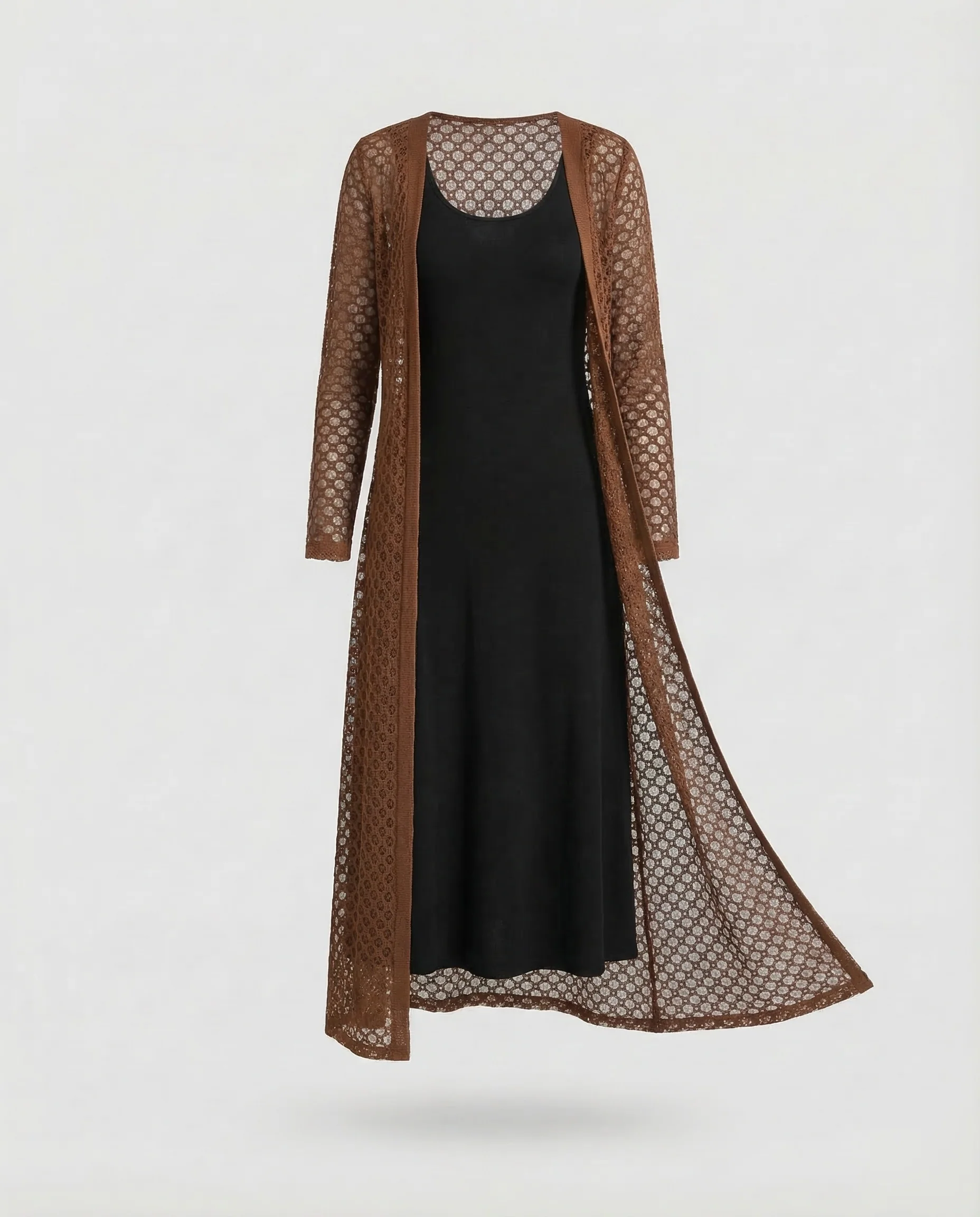 Damen Spitzen Maxikleid Langarm - Image 6