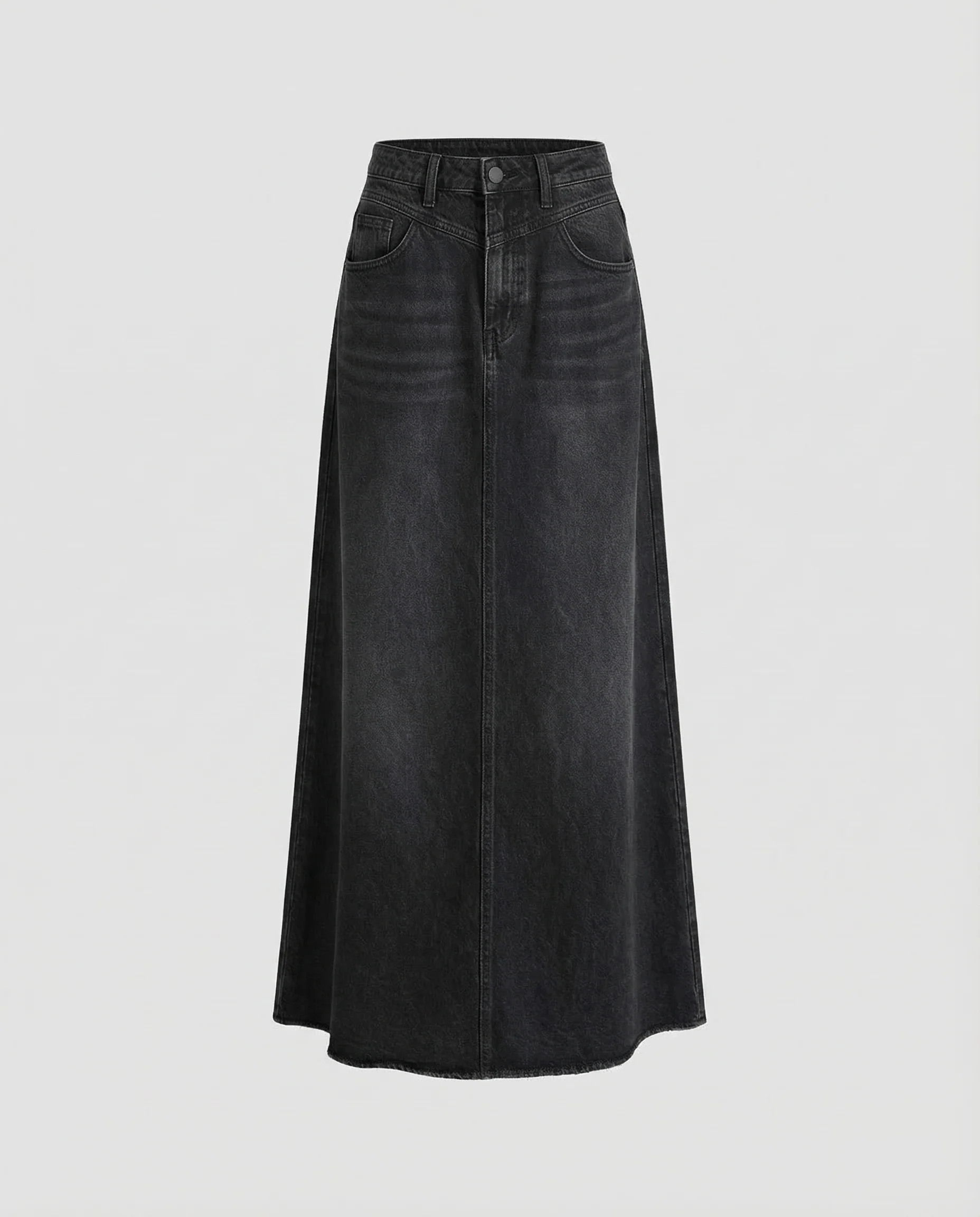Langer A-Linie Jeansrock Damen Hochbund - Image 5