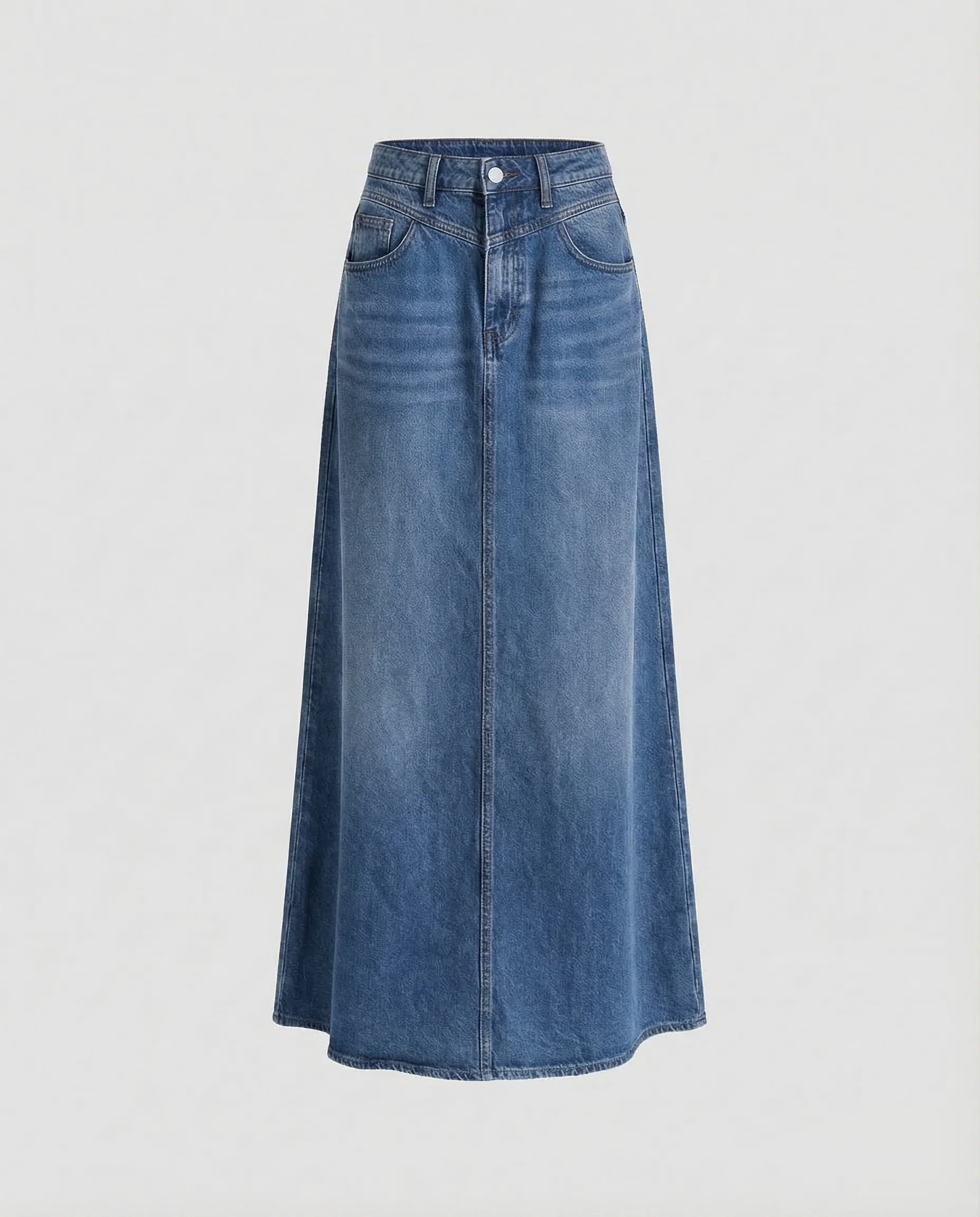 Langer A-Linie Jeansrock Damen Hochbund - Image 6