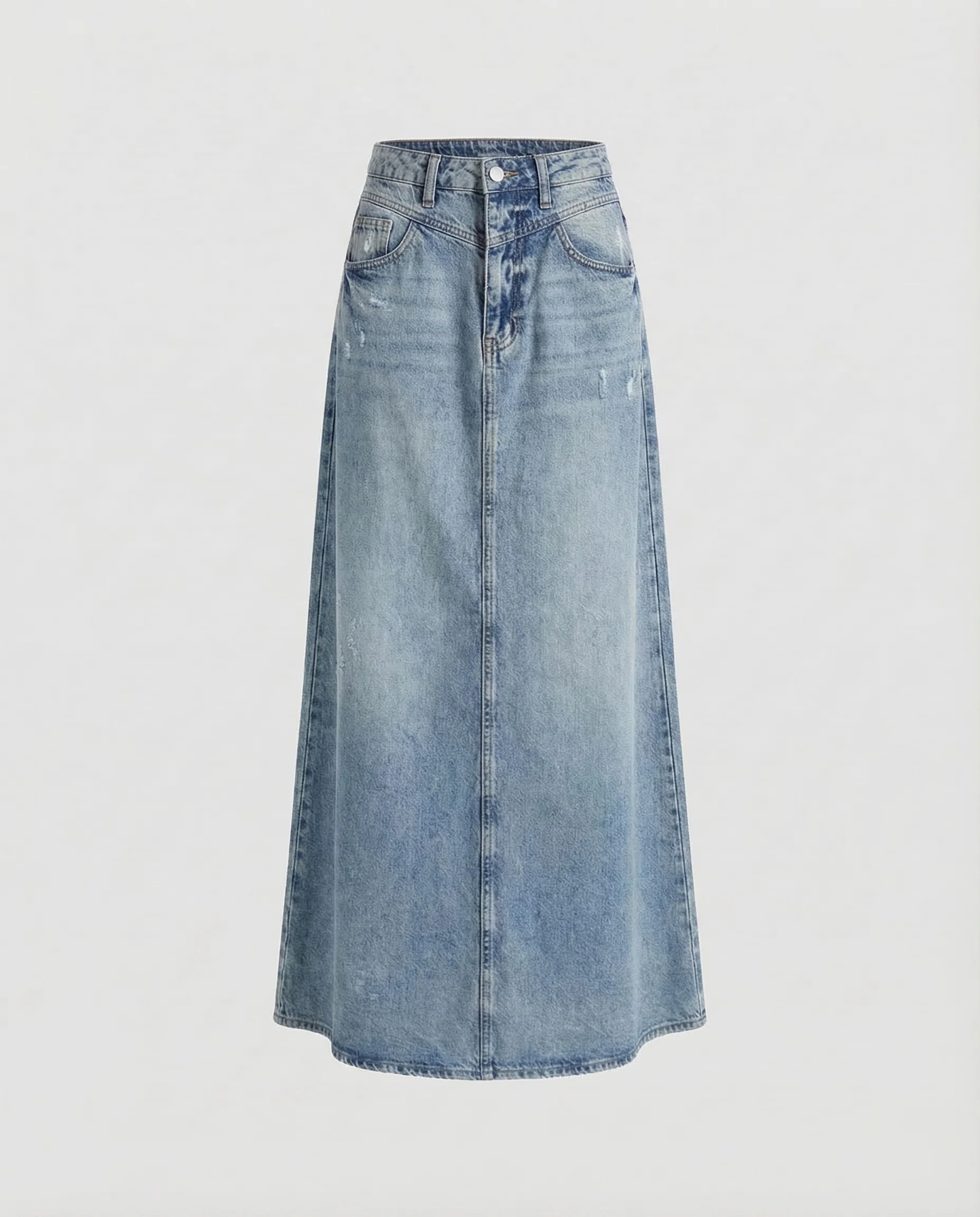 Langer A-Linie Jeansrock Damen Hochbund - Image 7