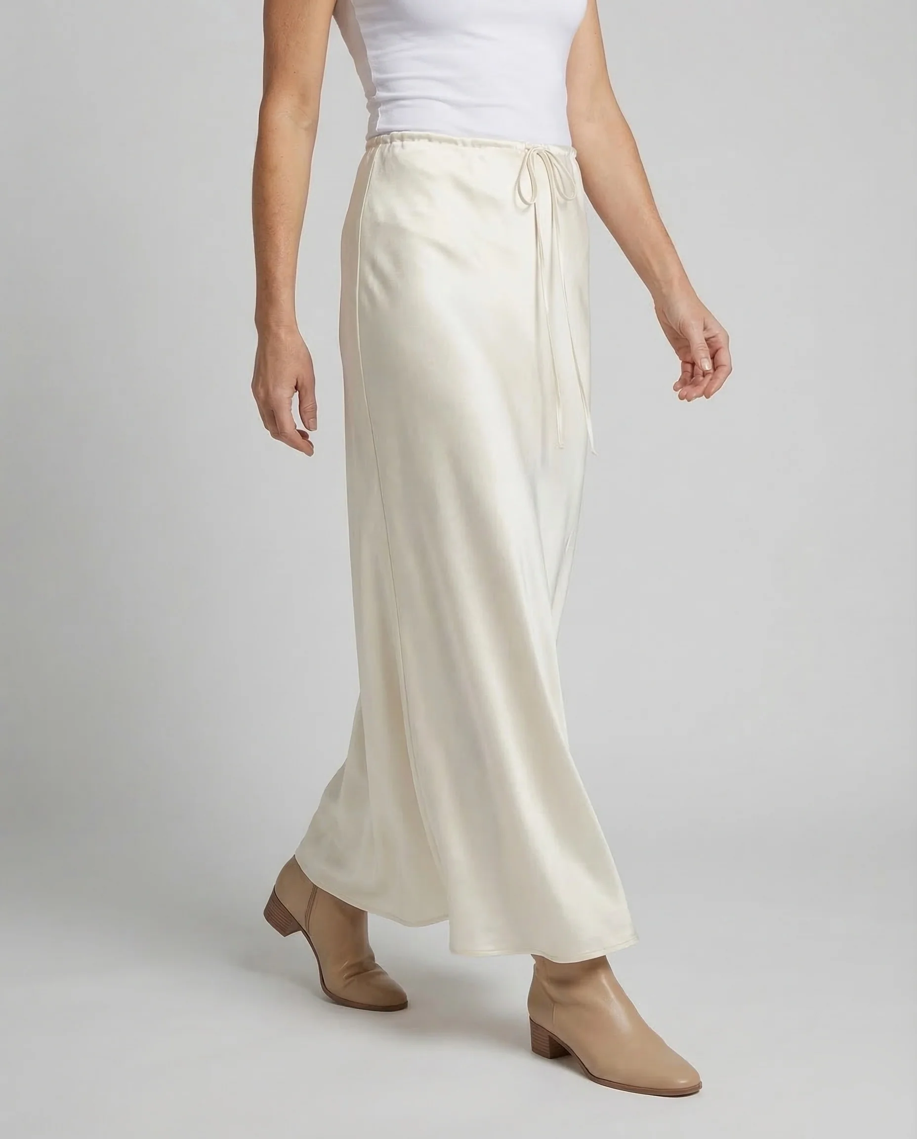 Damen Satin Maxirock Schräg - Image 2