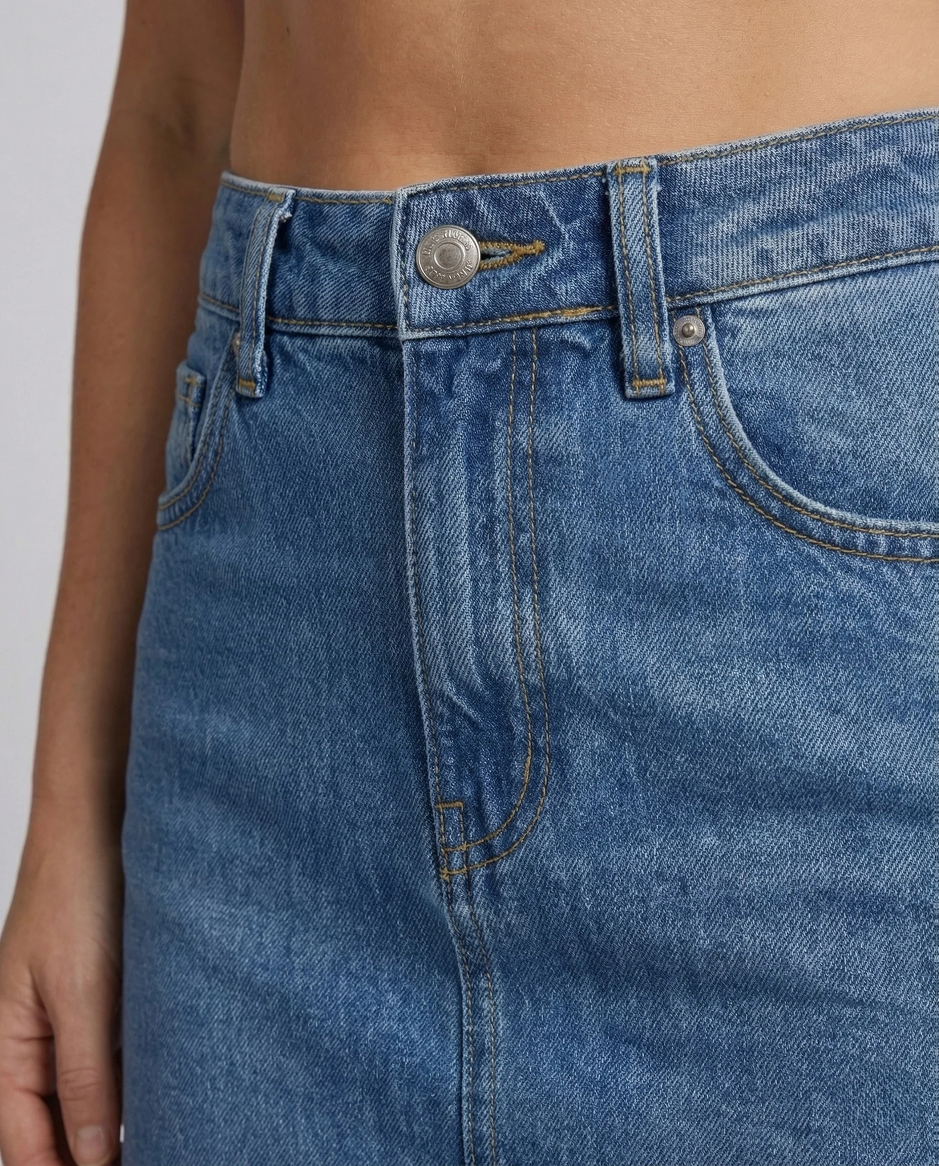 Damen Jeansrock Lang Mittelfalte - Image 4