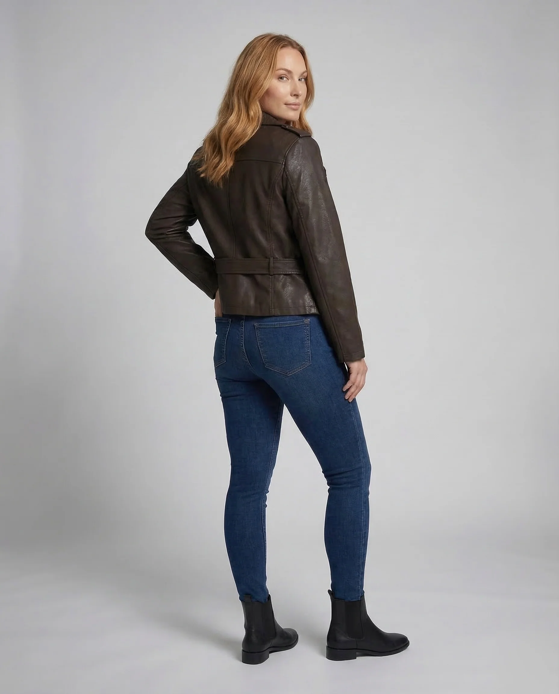 Damen Lederimitat Trench Lang - Image 4