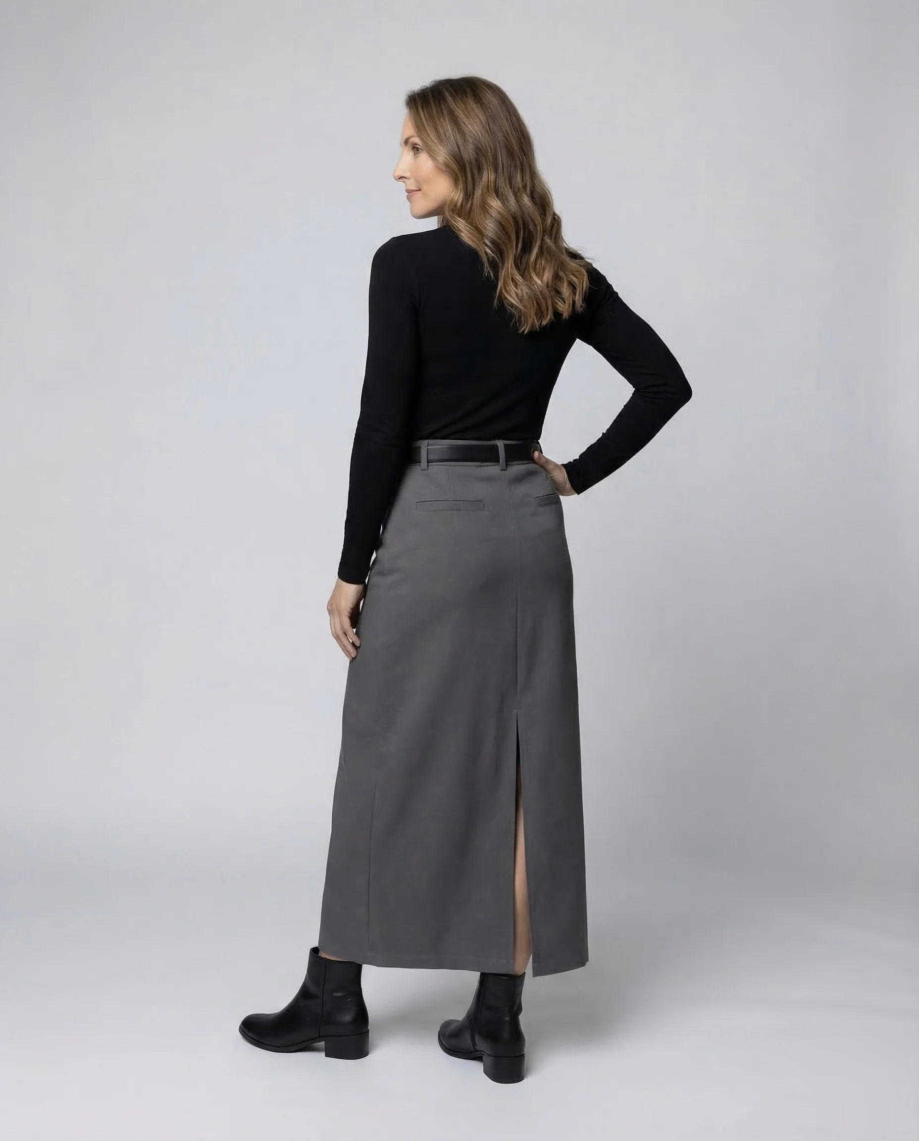 Damen Maxirock Gürtel Taschen - Image 4