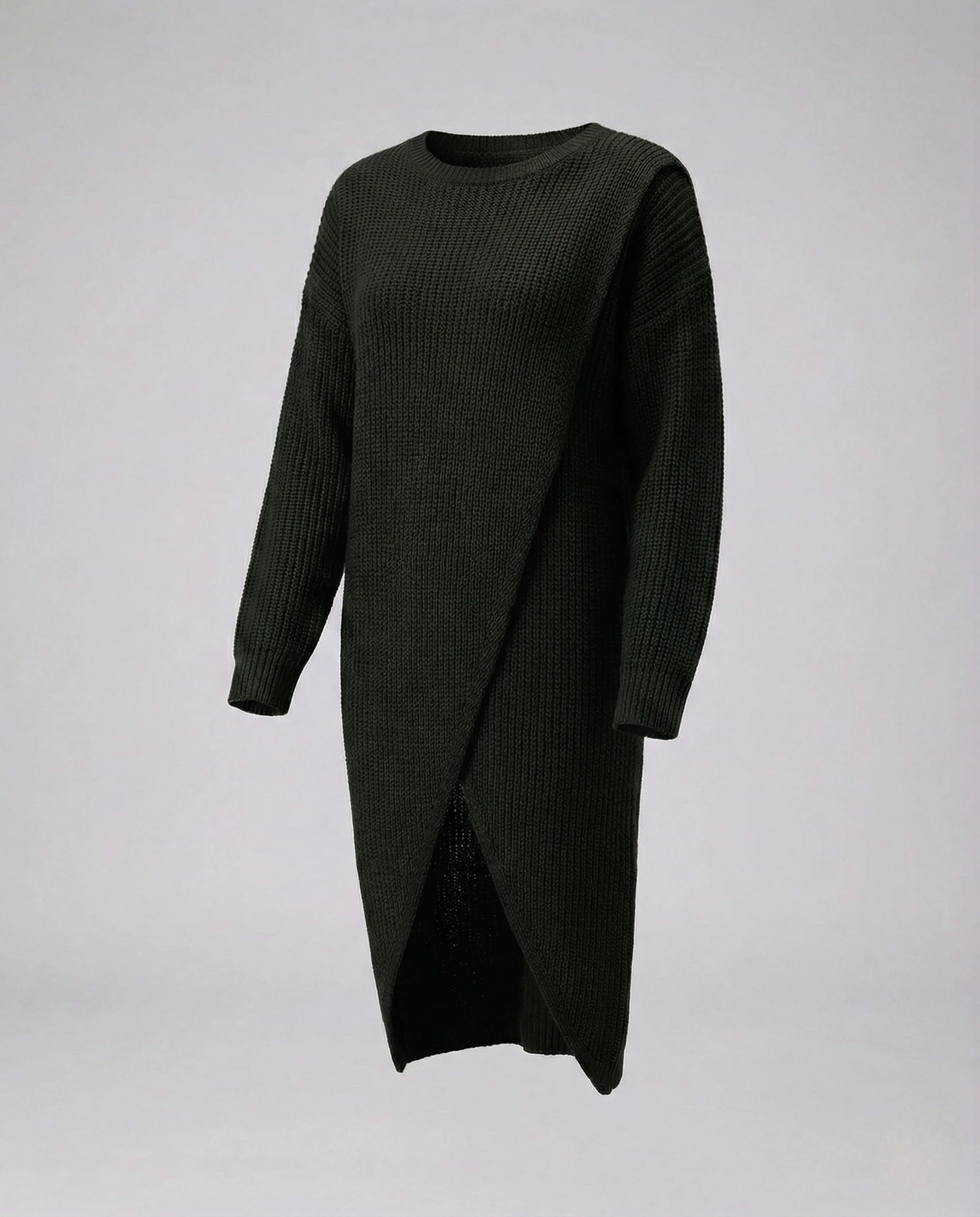 Damen Langer Strickpullover mit Wickelfront - Image 7