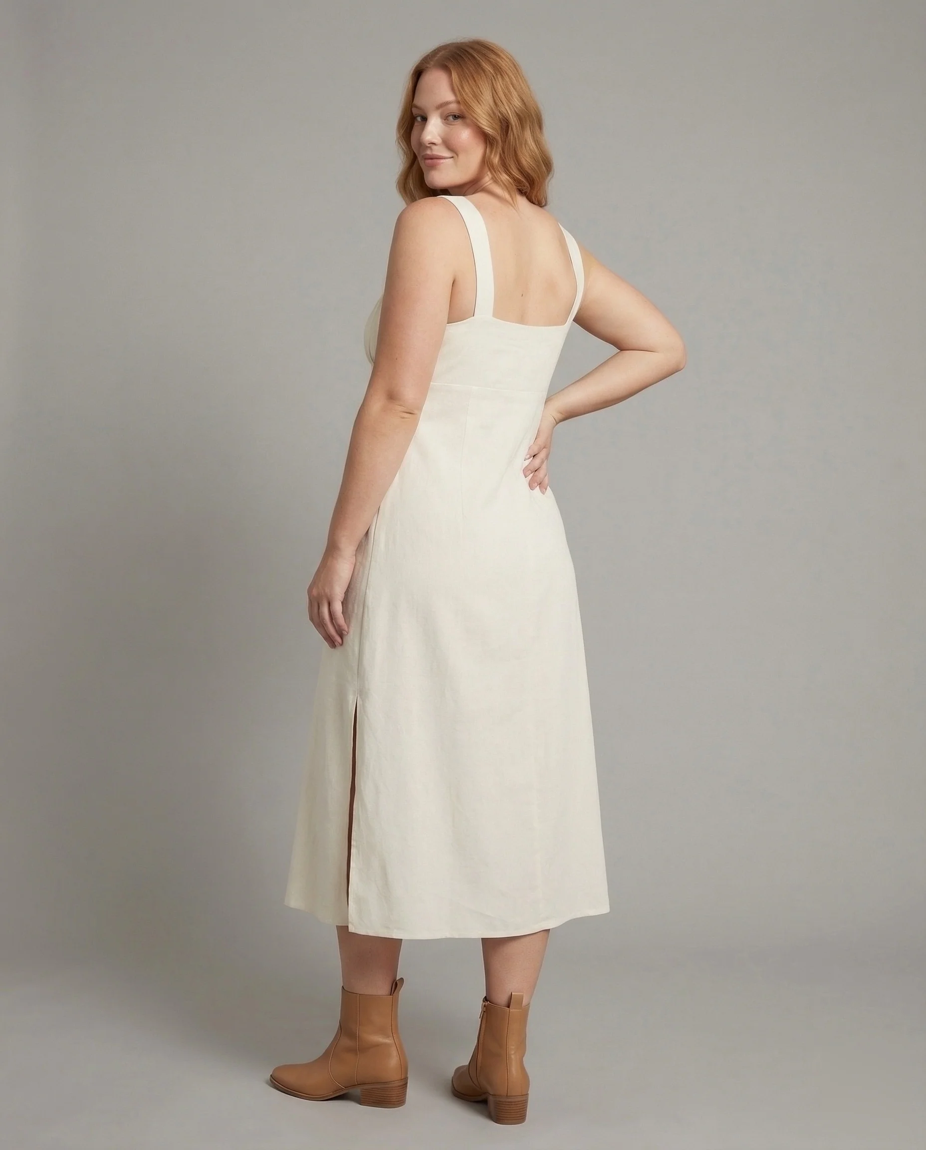 Damen Langes A-Linien Kleid mit Schlitz - Image 4