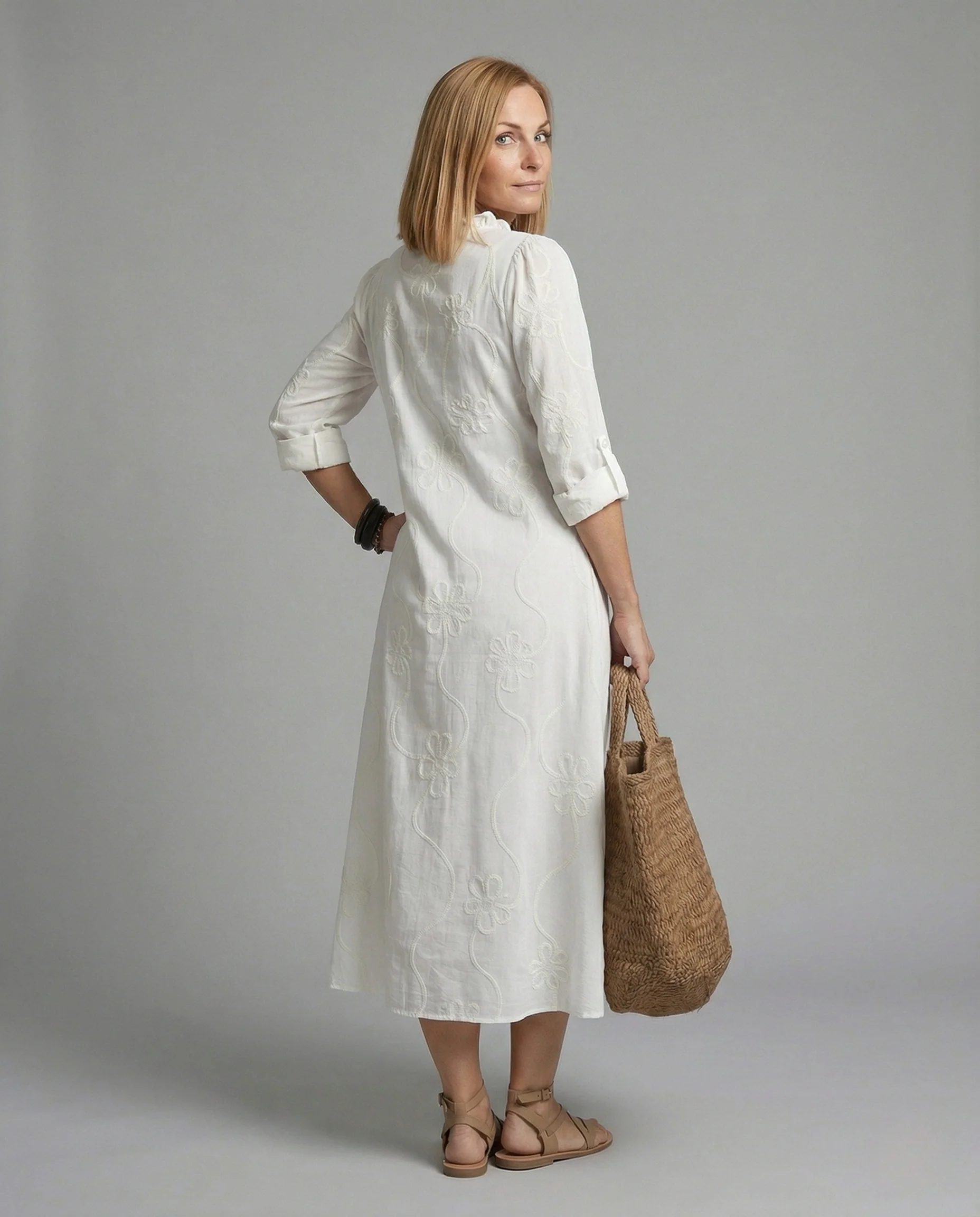Damen Maxikleid Sommer Stickerei - Image 4