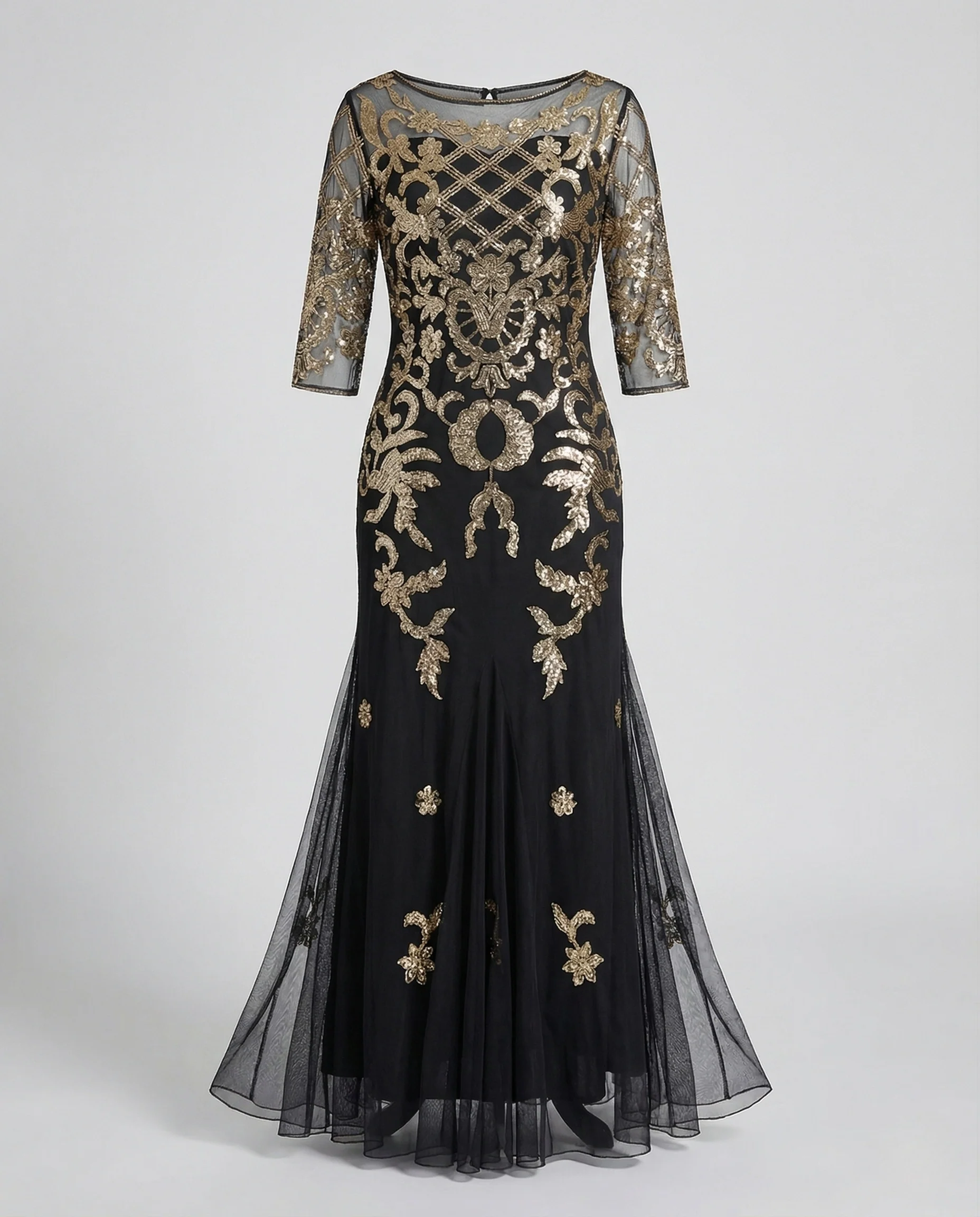 Damen Besticktes Abendkleid mit Mesh und Stickerei - Image 5