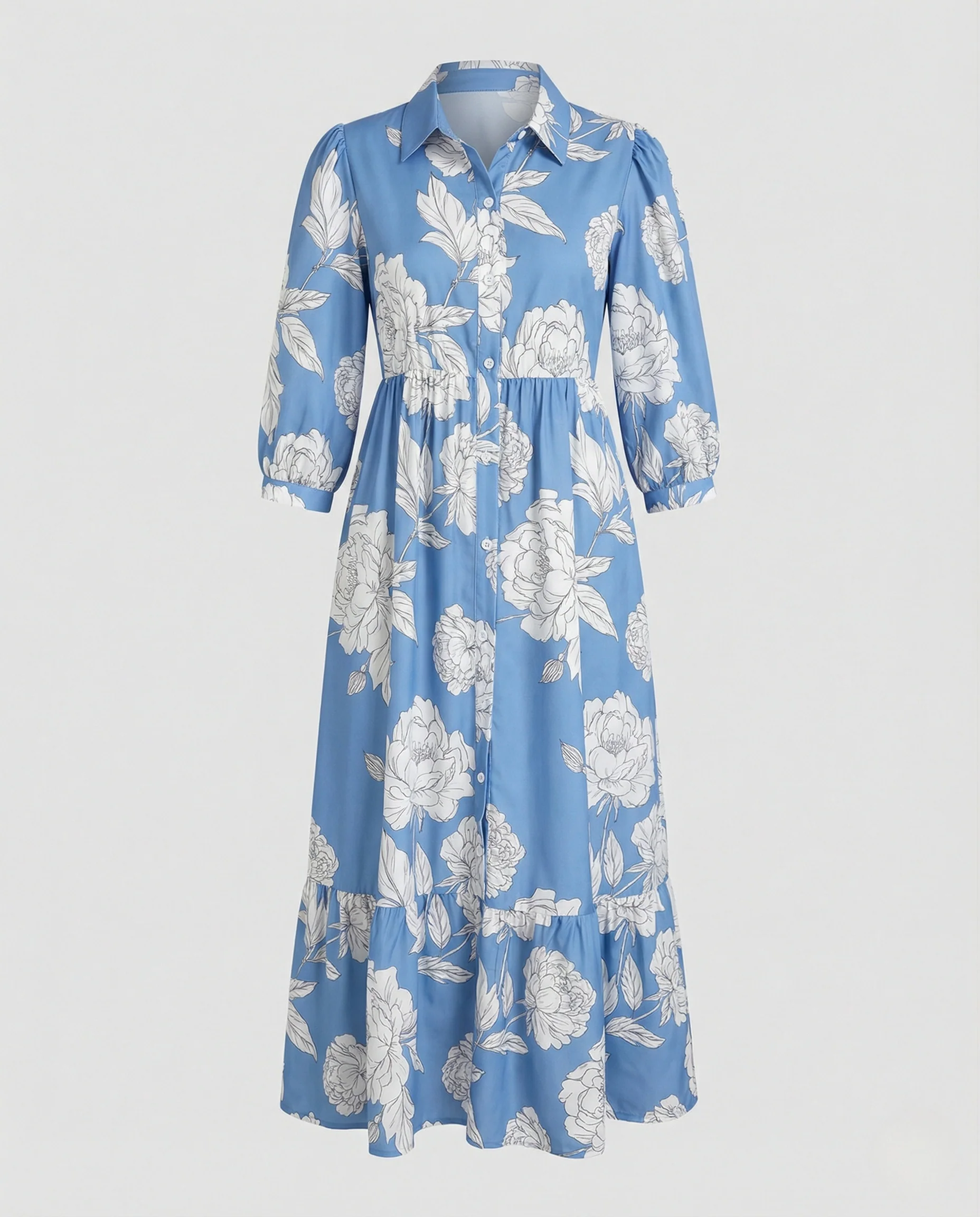 Damen Maxikleid Blusenkleid lang - Image 5