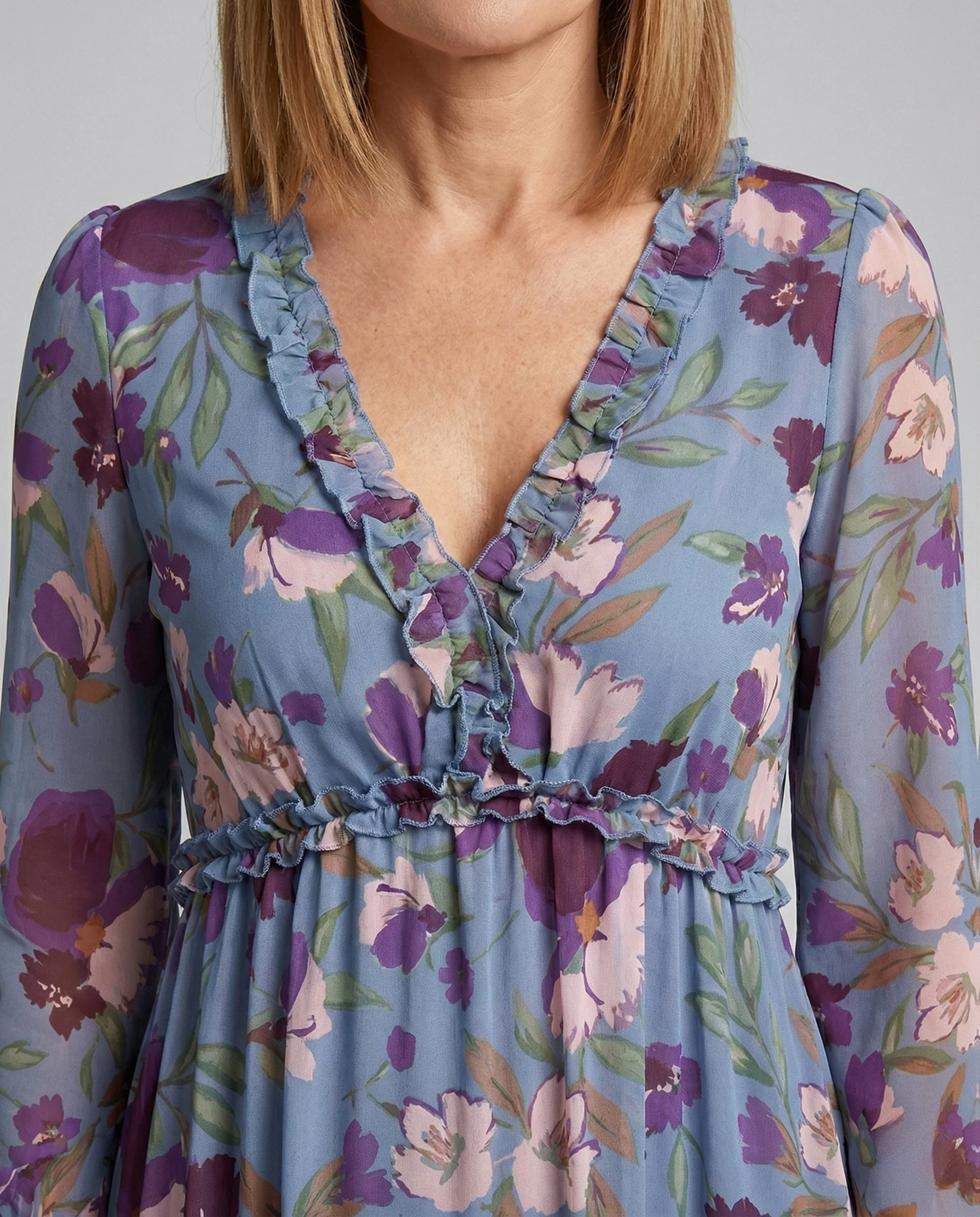 Damen Maxikleid Sommer floral mit Gürtel - Image 3