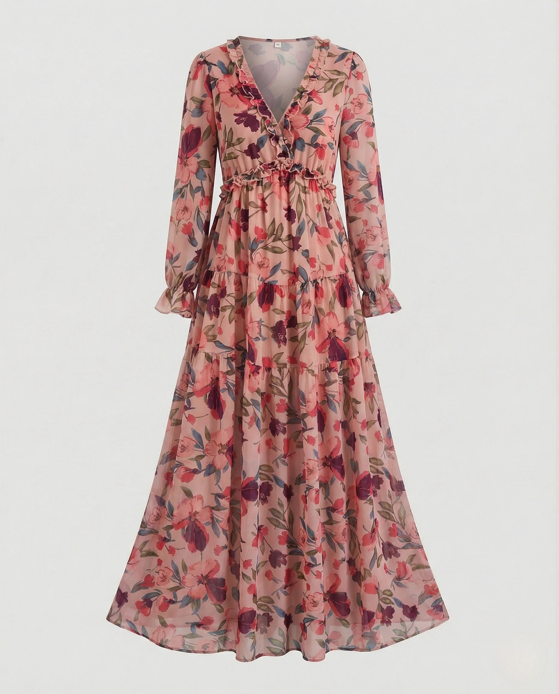 Damen Maxikleid Sommer floral mit Gürtel - Image 5