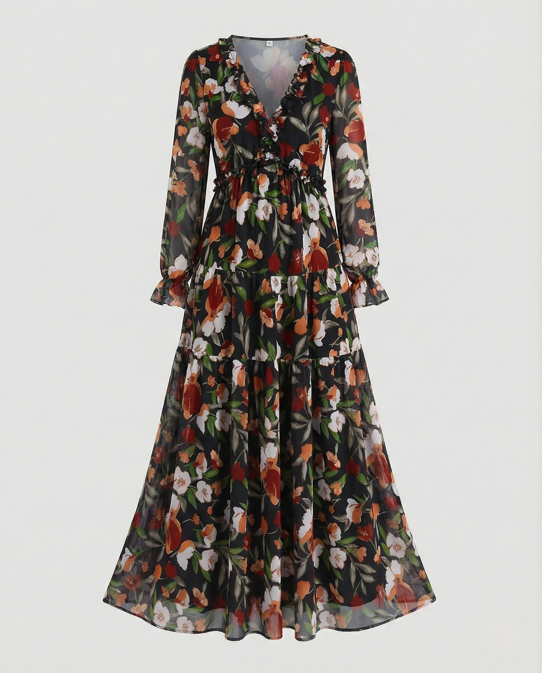 Damen Maxikleid Sommer floral mit Gürtel - Image 9