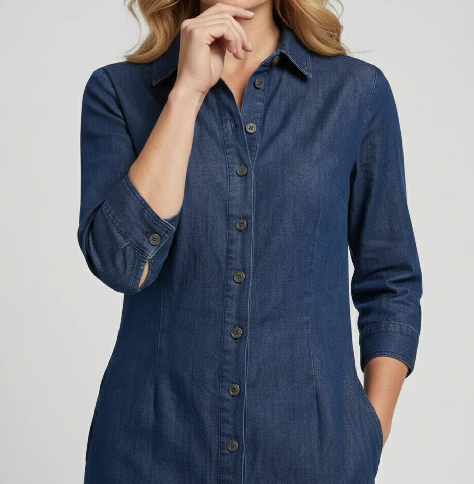 Hemdblusenkleid Damen mit Taillierung - Image 3