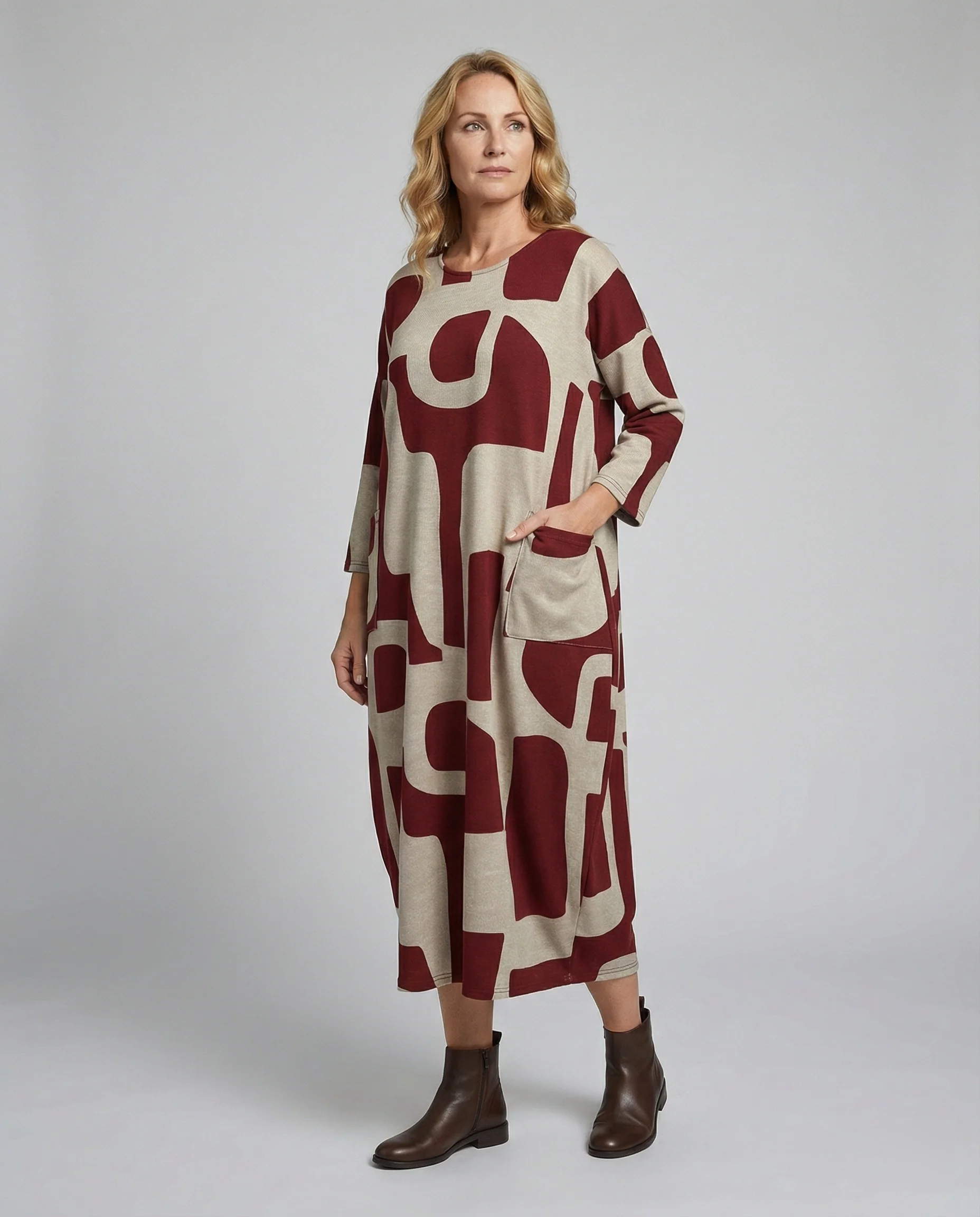 Damen Jerseykleid lang Print