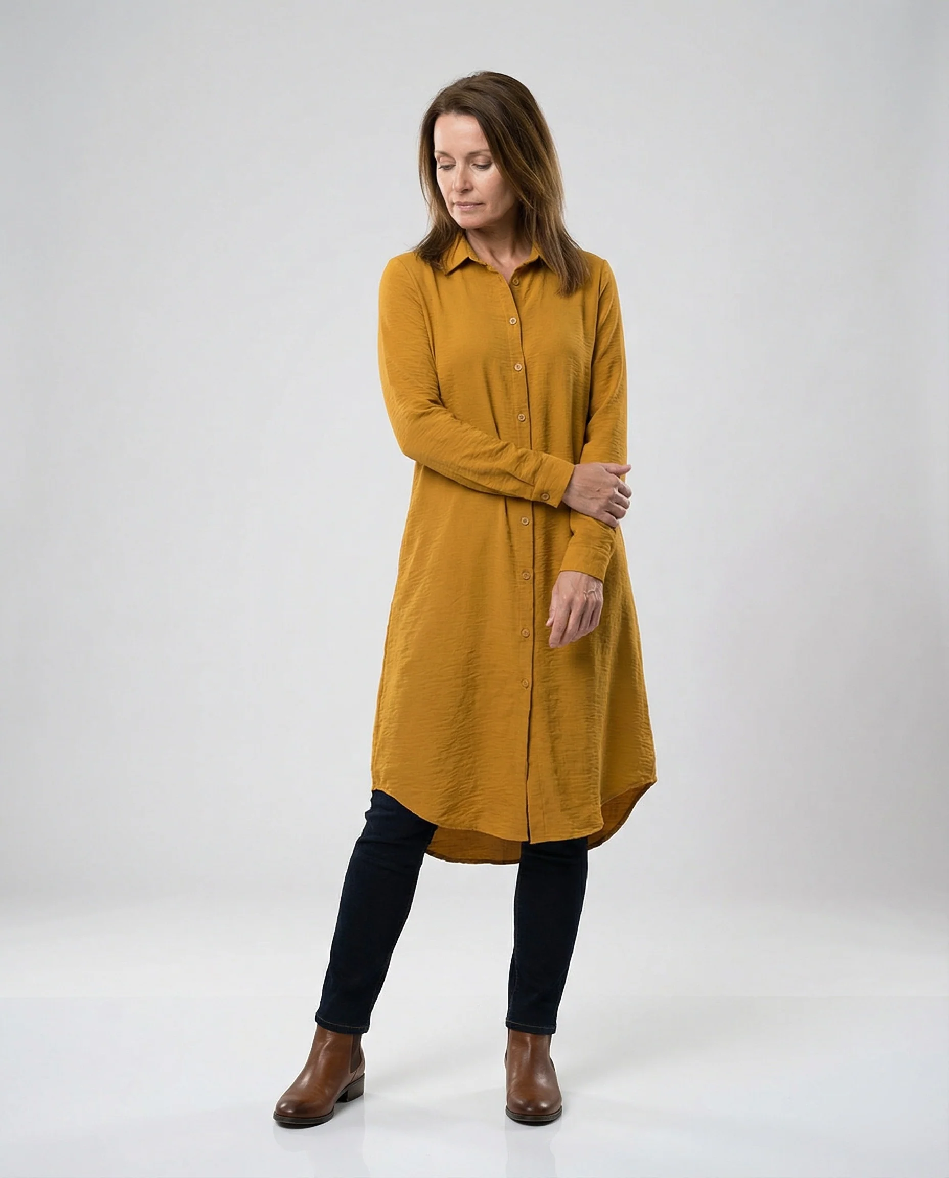 Damen Tunika Kleid lang mit Knopfleiste - Image 2