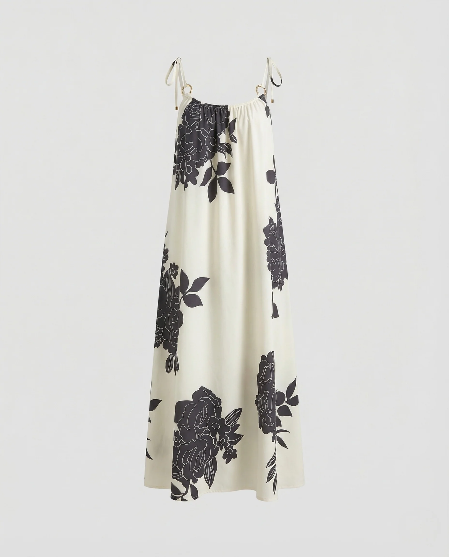 Damen Satin Lounge Maxikleid mit Print - Image 5