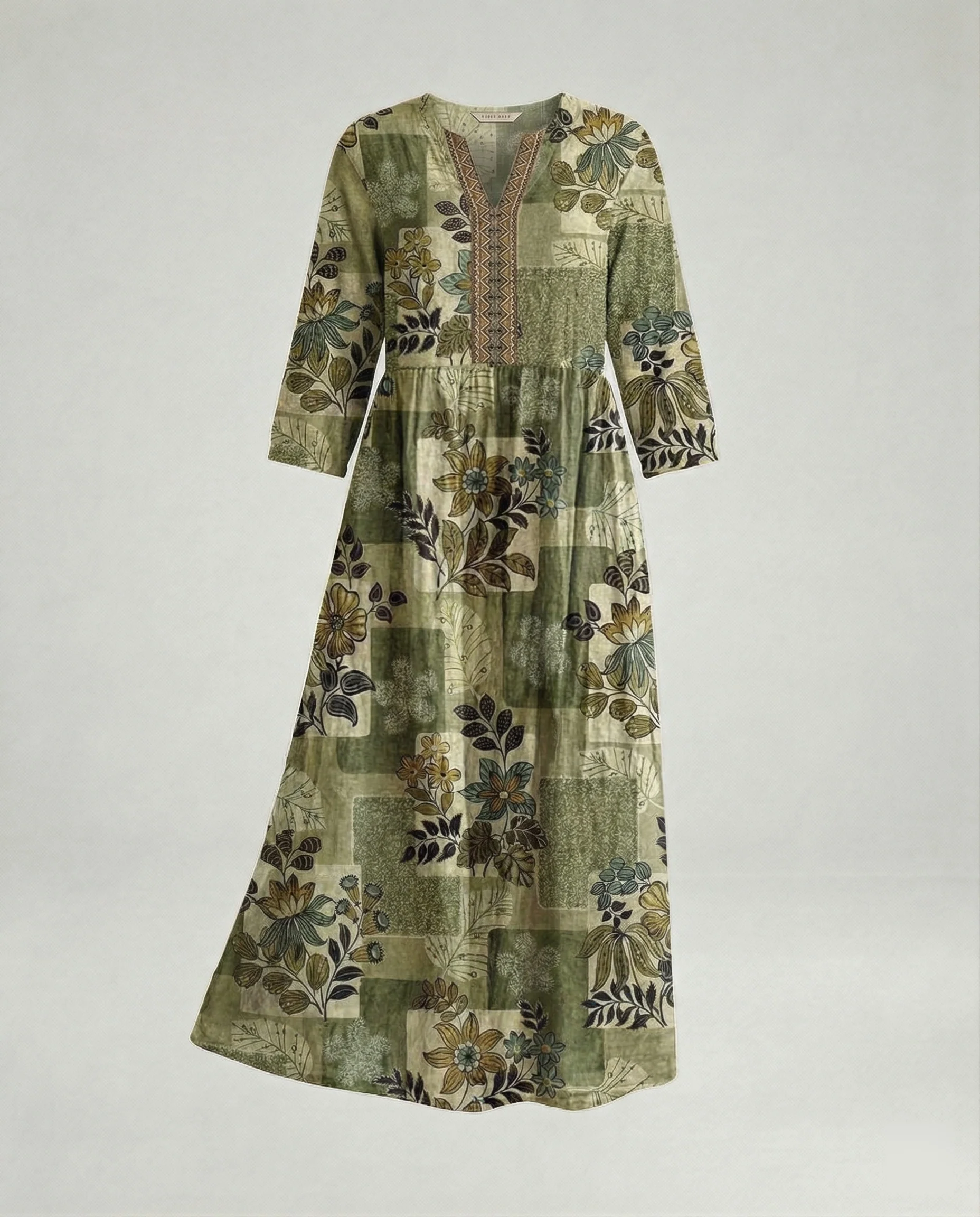 Damen Maxikleid Sommer Leinenoptik V-Ausschnitt - Image 32