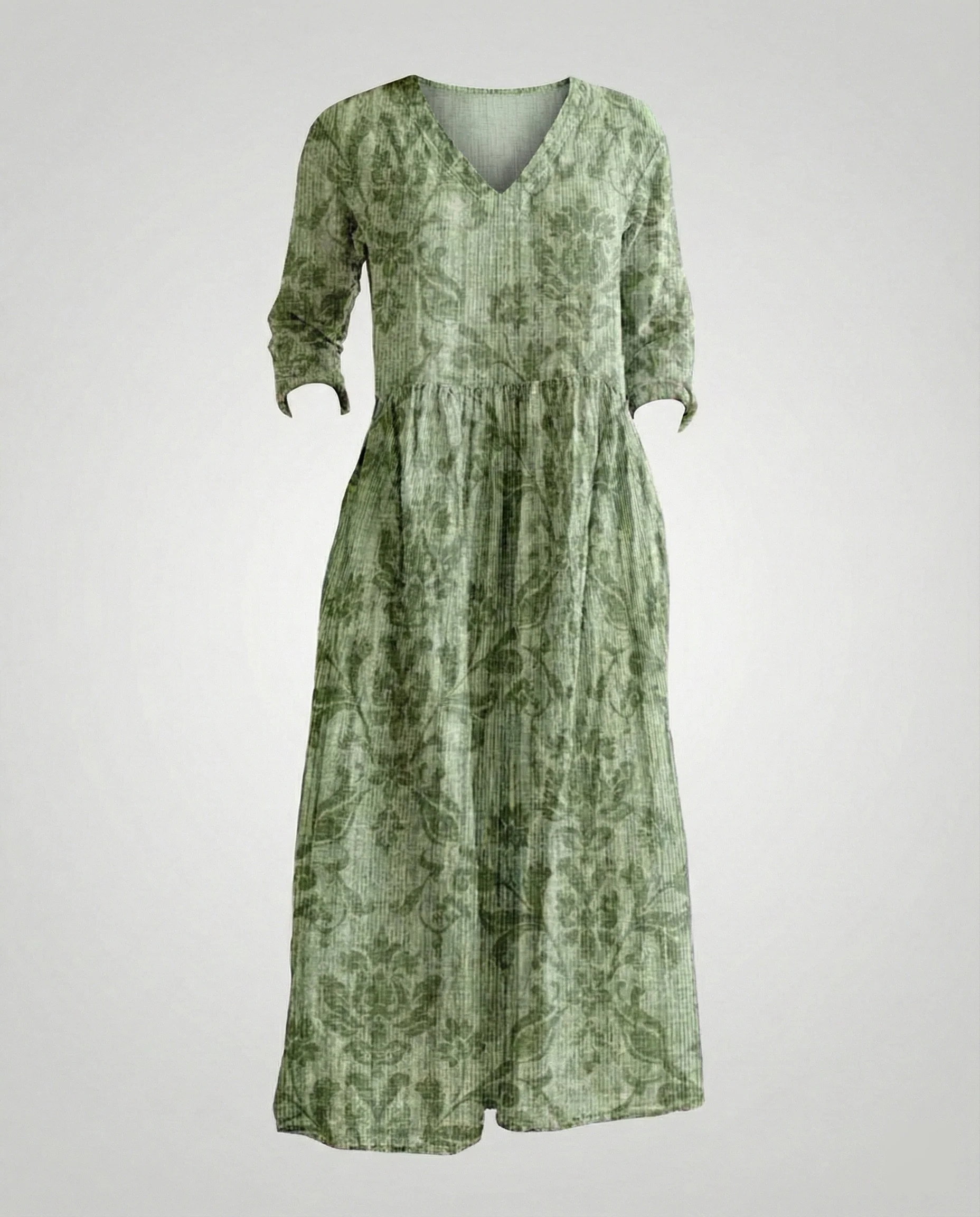 Damen Maxikleid Sommer Leinenoptik V-Ausschnitt - Image 48