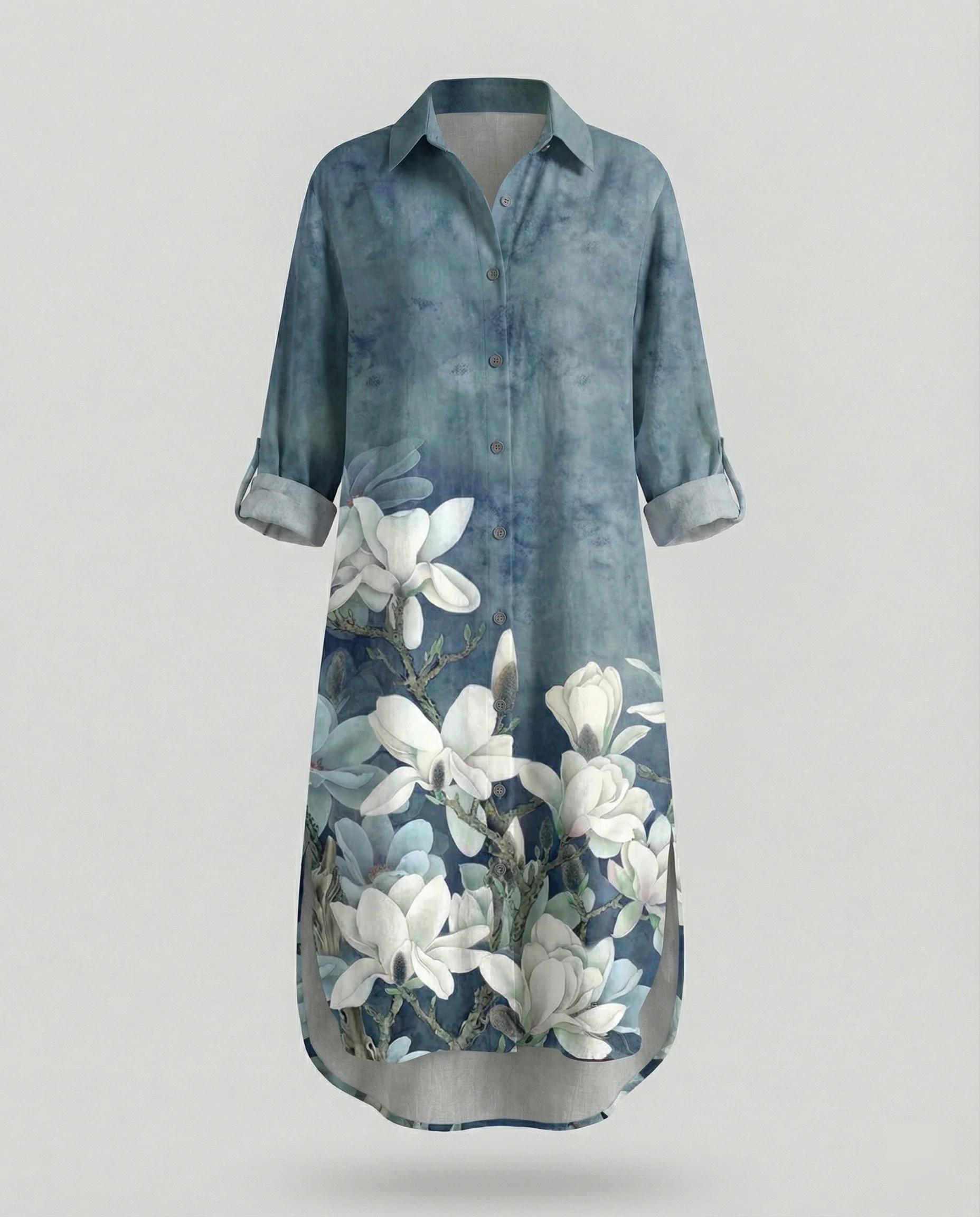 Damen Kaftan Kleid lang Seidenoptik - Image 10