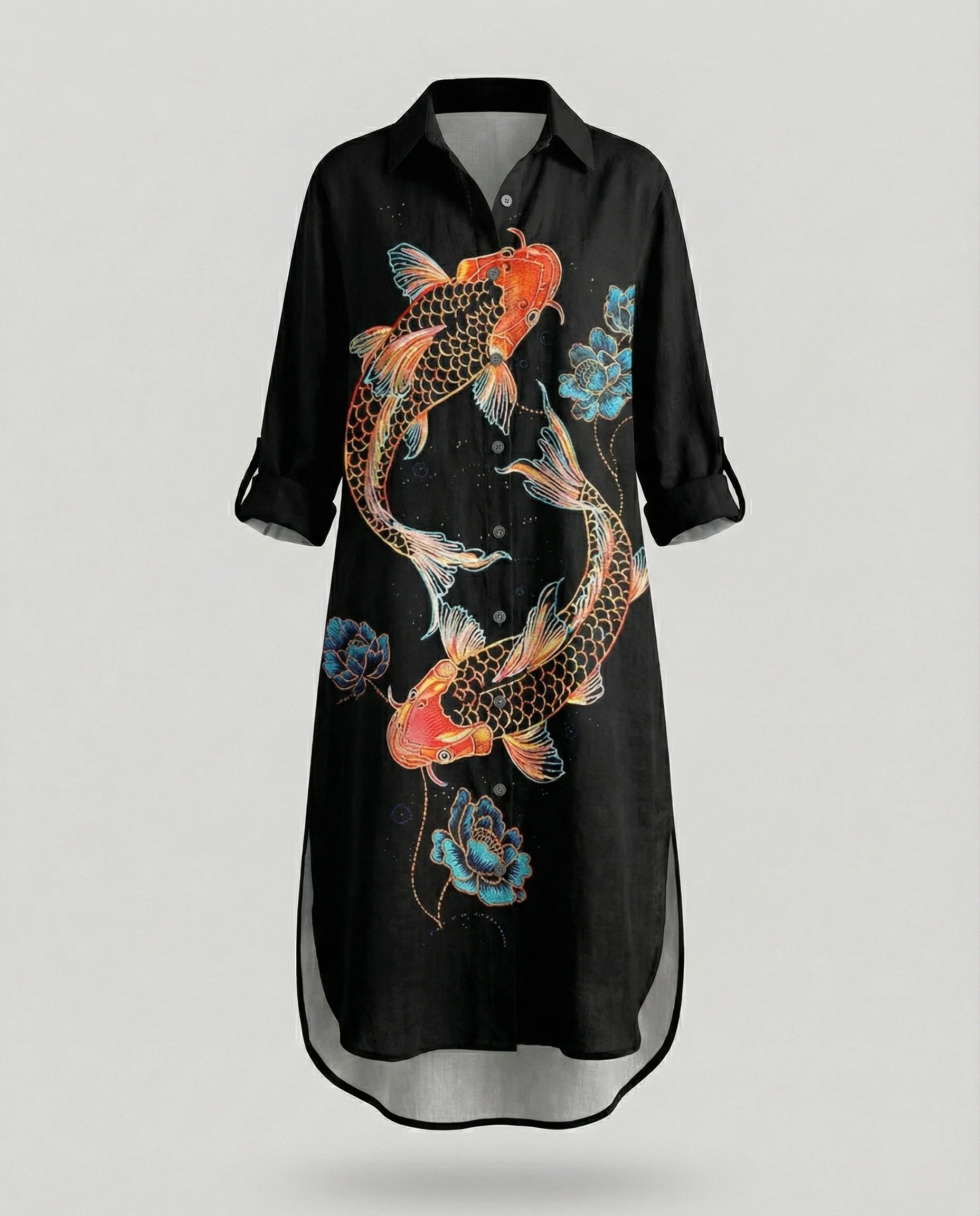 Damen Kaftan Kleid lang Seidenoptik - Image 14