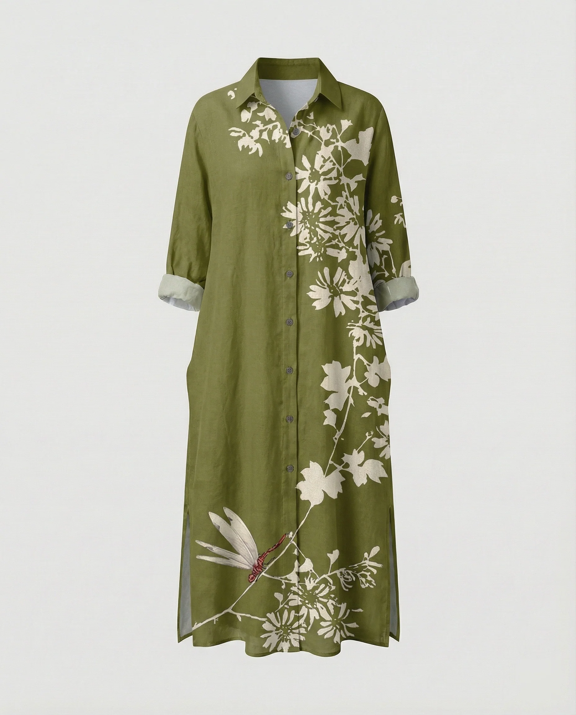 Damen Kaftan Kleid lang Seidenoptik - Image 16