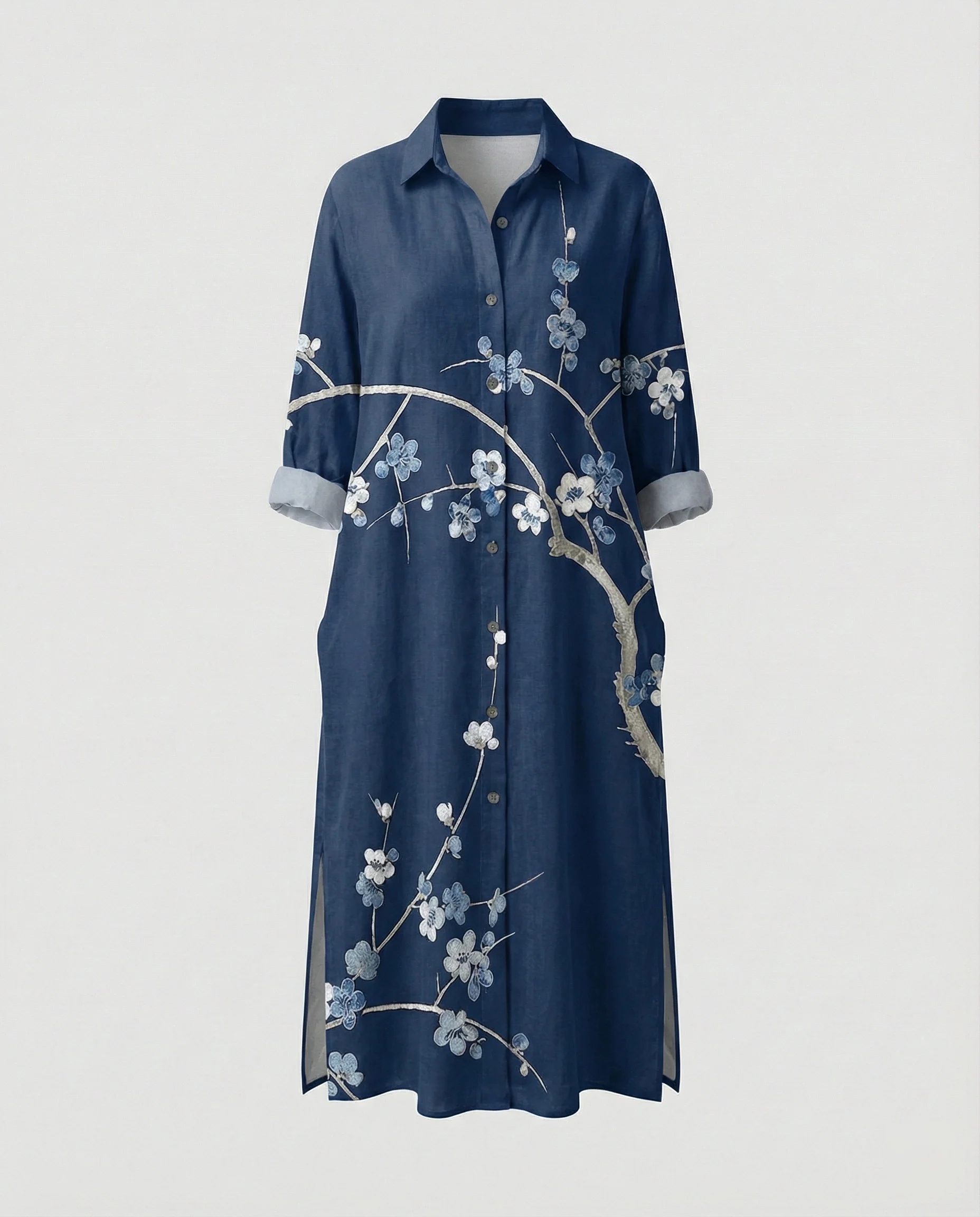 Damen Kaftan Kleid lang Seidenoptik - Image 18